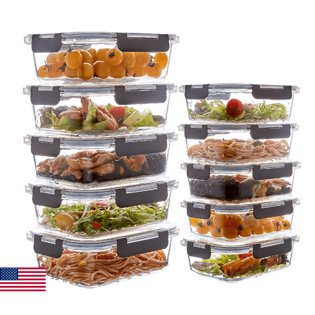 Wancilock 10 Pack Glass Meal Prep Containers with Lids, Reusable Airtight Leakpr - Image 1