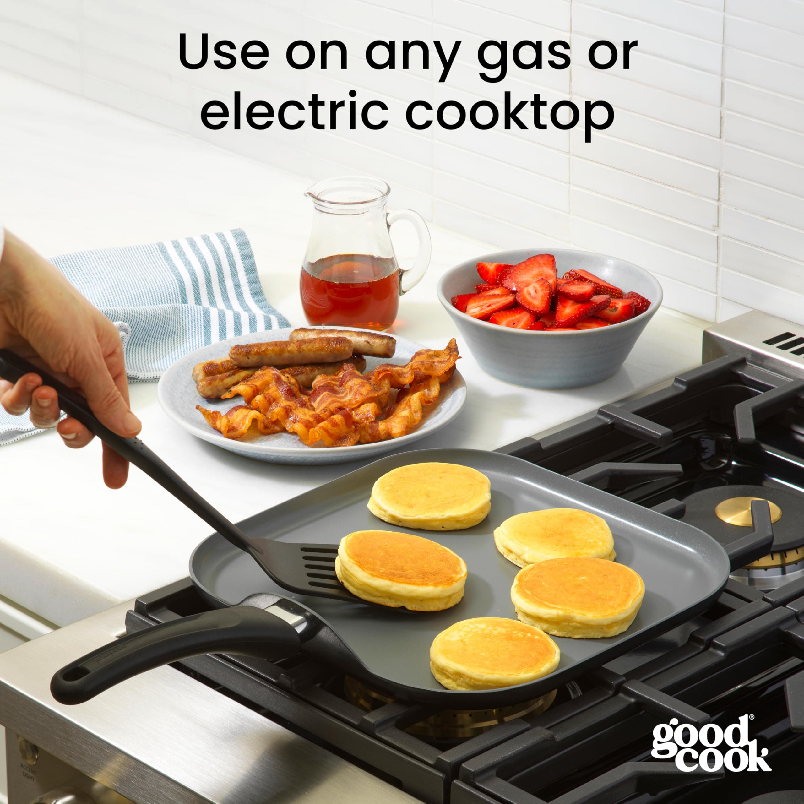 GoodCook Everyday Griddle Pan Ceramic Nonstick Aluminum Construction for Even He - Thumbnail 6