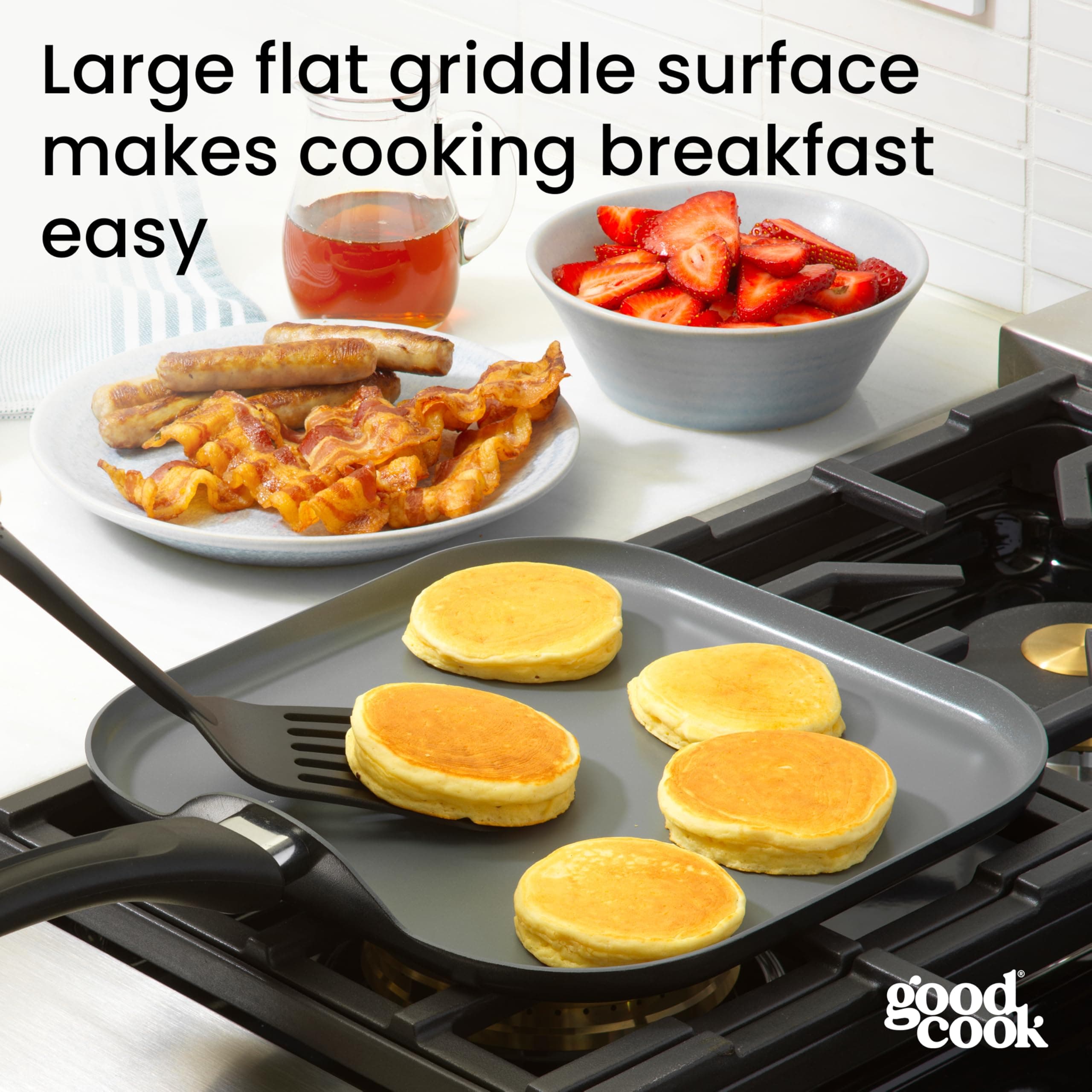GoodCook Everyday Griddle Pan Ceramic Nonstick Aluminum Construction for Even He - Thumbnail 5