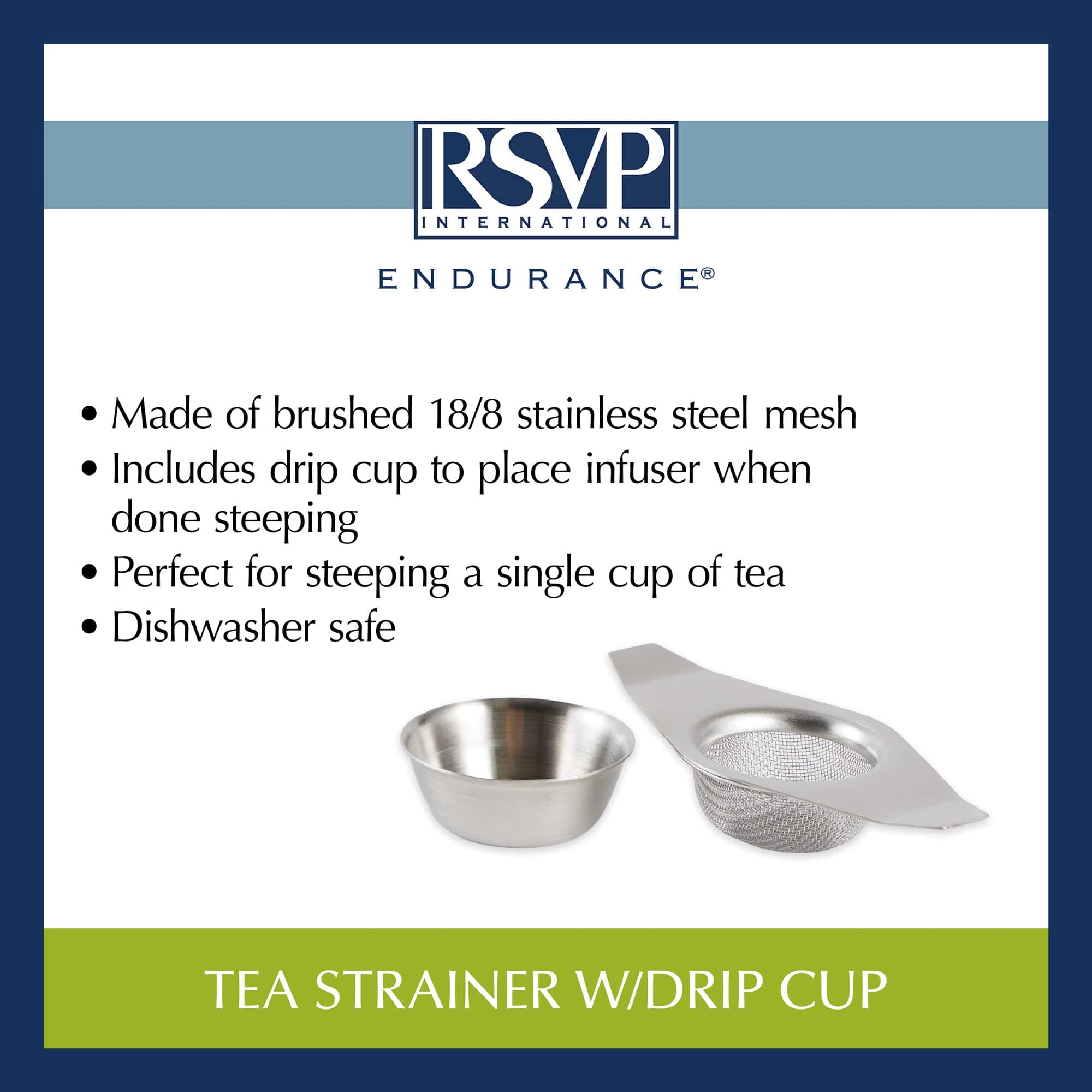 RSVP International Tea Strainer Collection, Strainer & Drip Cup - Thumbnail 5