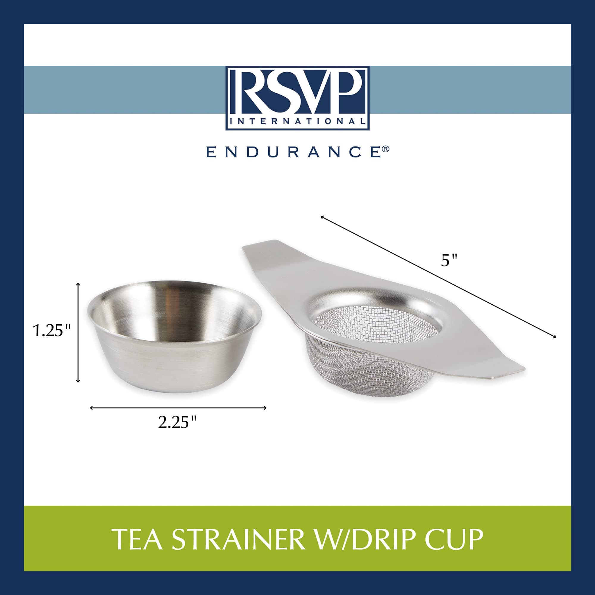 RSVP International Tea Strainer Collection, Strainer & Drip Cup - Thumbnail 6