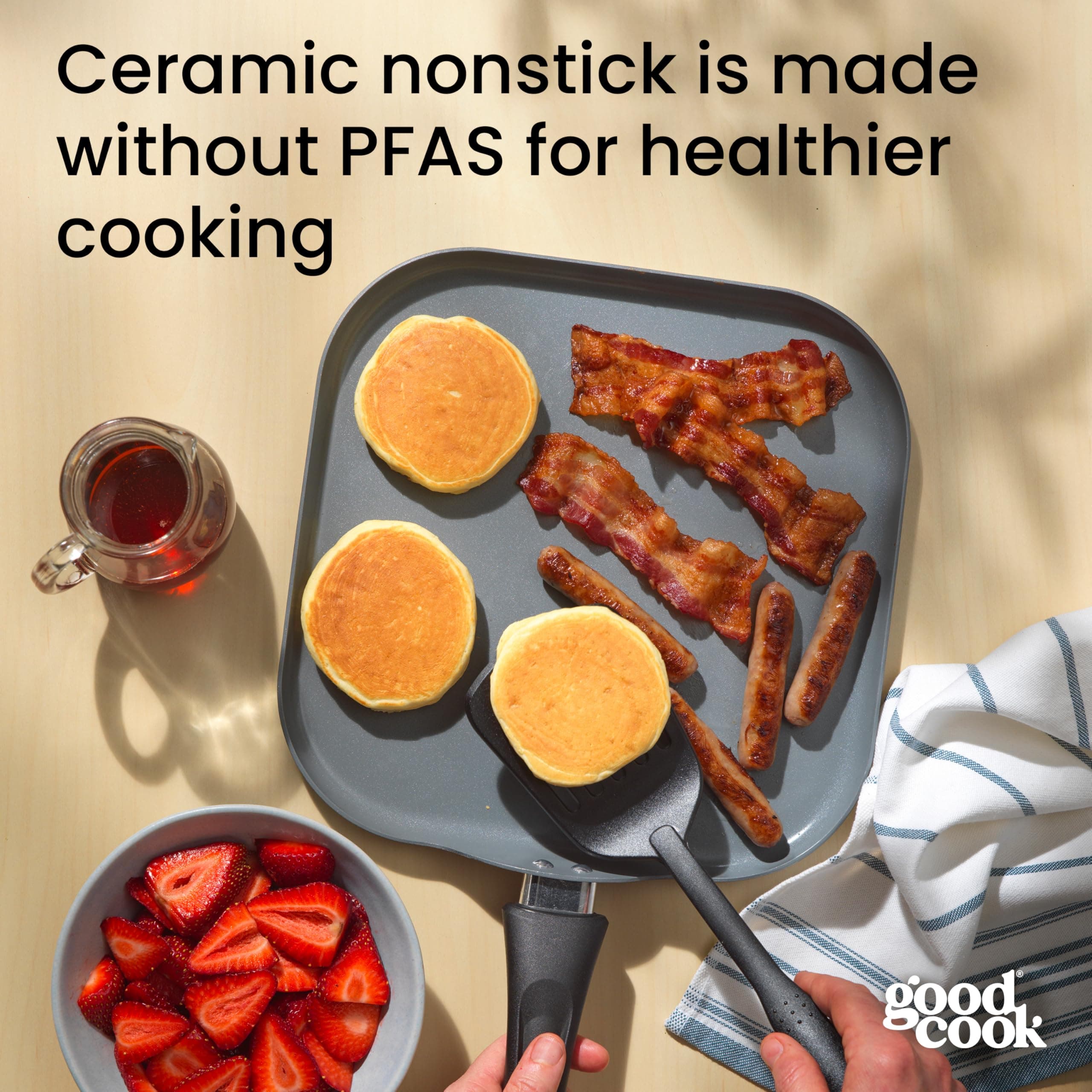 GoodCook Everyday Griddle Pan Ceramic Nonstick Aluminum Construction for Even He - Thumbnail 4