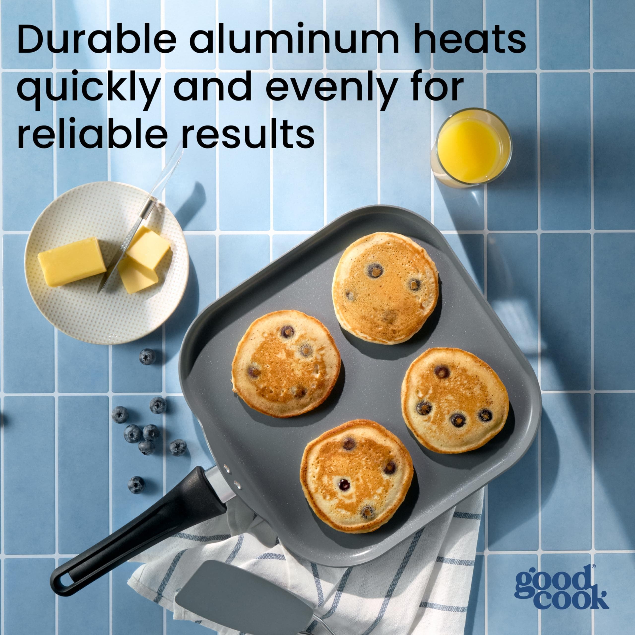GoodCook Everyday Griddle Pan Ceramic Nonstick Aluminum Construction for Even He - Thumbnail 3