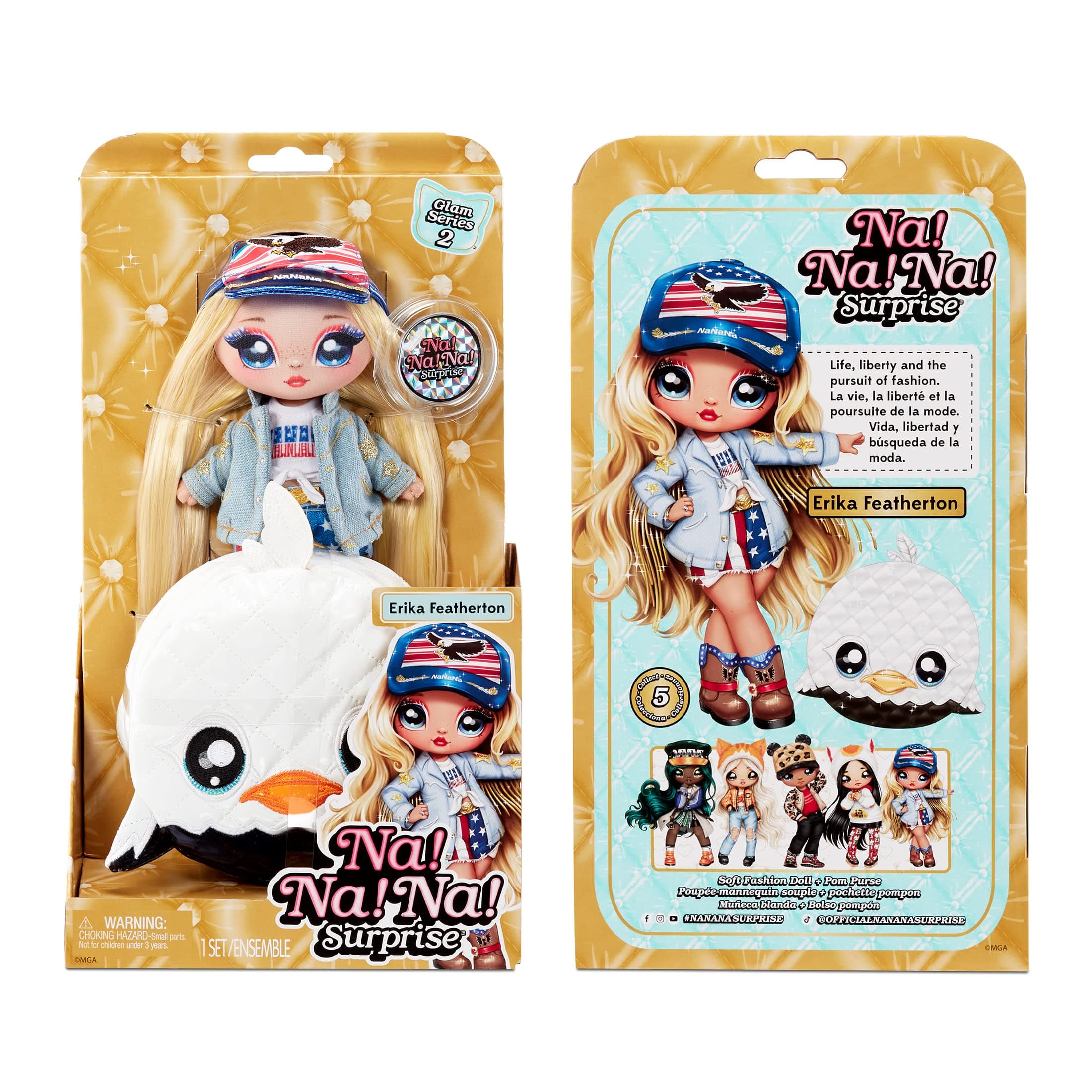 Na Na Na Surprise Glam Series 2 Erika Featherton - Patriotic Eagle-Inspired 7.5" - Thumbnail 6