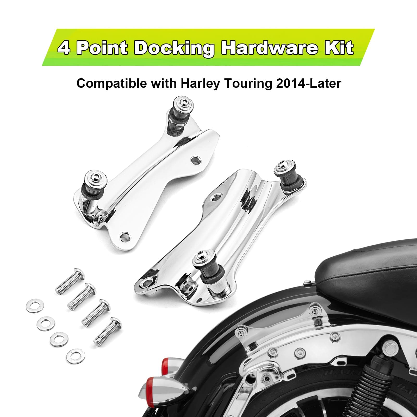 Mofun Chrome 4 Point Docking Hardware Kit with Docking Hardware Covers Kit Compa - Thumbnail 3