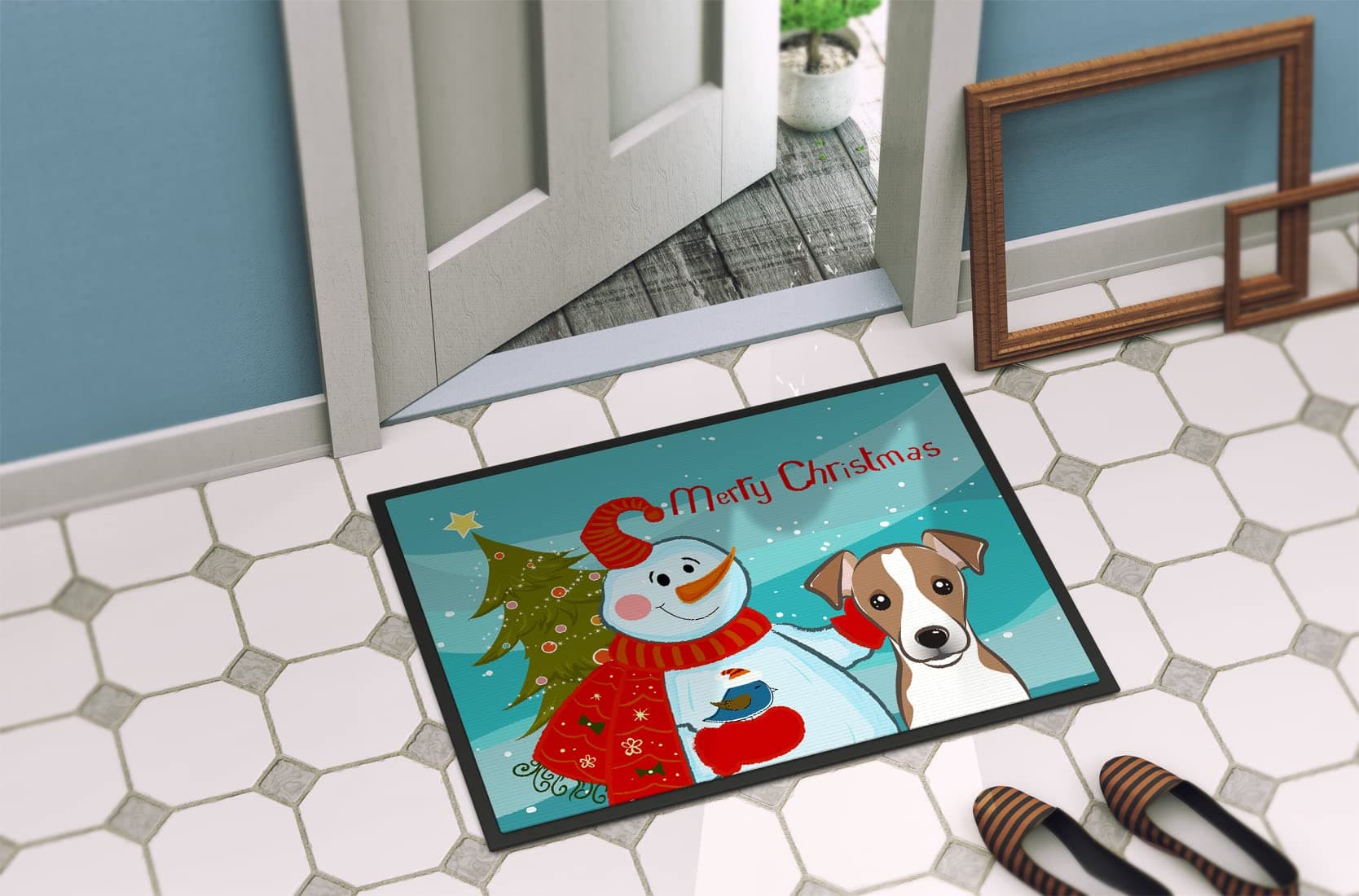 Caroline's Treasures BB1880MAT Snowman with Jack Russell Terrier Doormat 18x27 F - Thumbnail 4