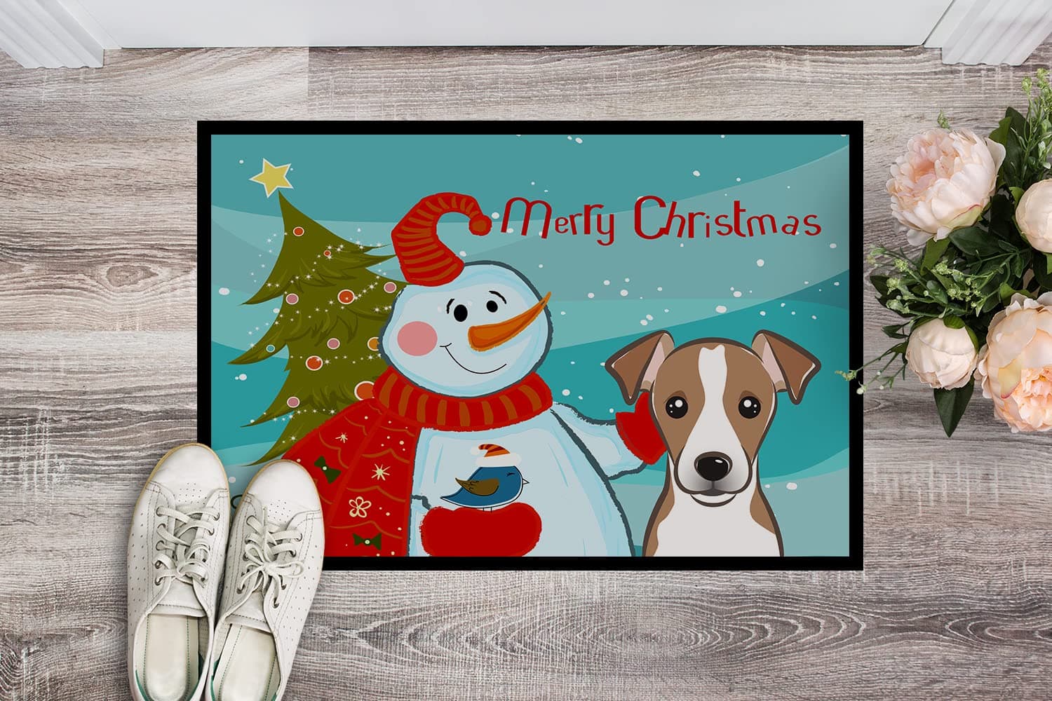 Caroline's Treasures BB1880MAT Snowman with Jack Russell Terrier Doormat 18x27 F - Thumbnail 2