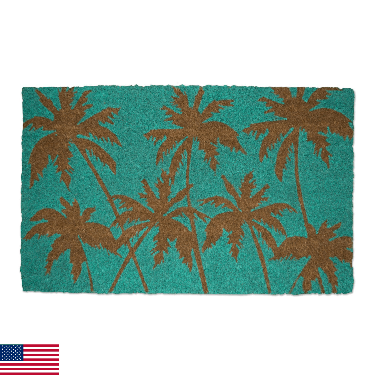 DII Floral Design Collection Natural Coir Doormat 17x29 Palm Beach - Image 1