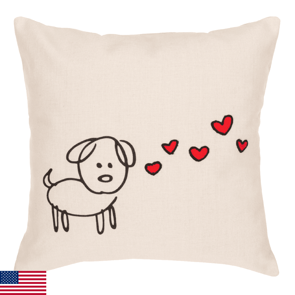 SAFAVIEH Puppy Love Throw Pillow, Cream/Red - Image 1