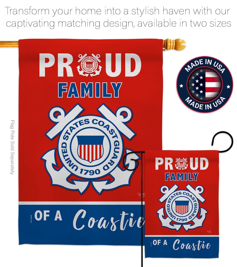Breeze Decor Proud Family Coastie Garden Flag - Set with Stand Armed Forces Coas - Thumbnail 4