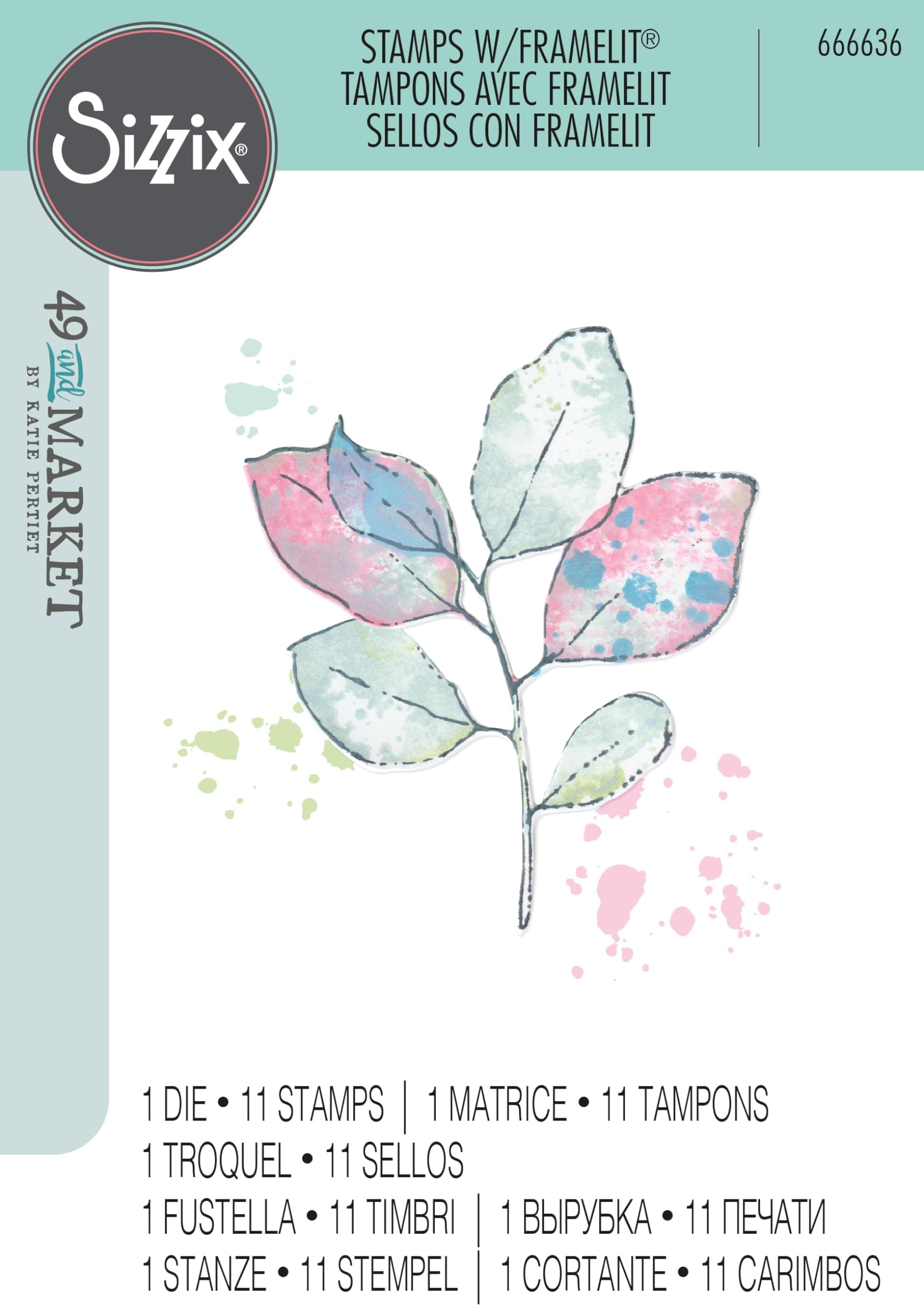 Sizzix A5 Clear Stamps & Framelits Dies - Painted Pencil Leaves by 49 and Market - Thumbnail 4