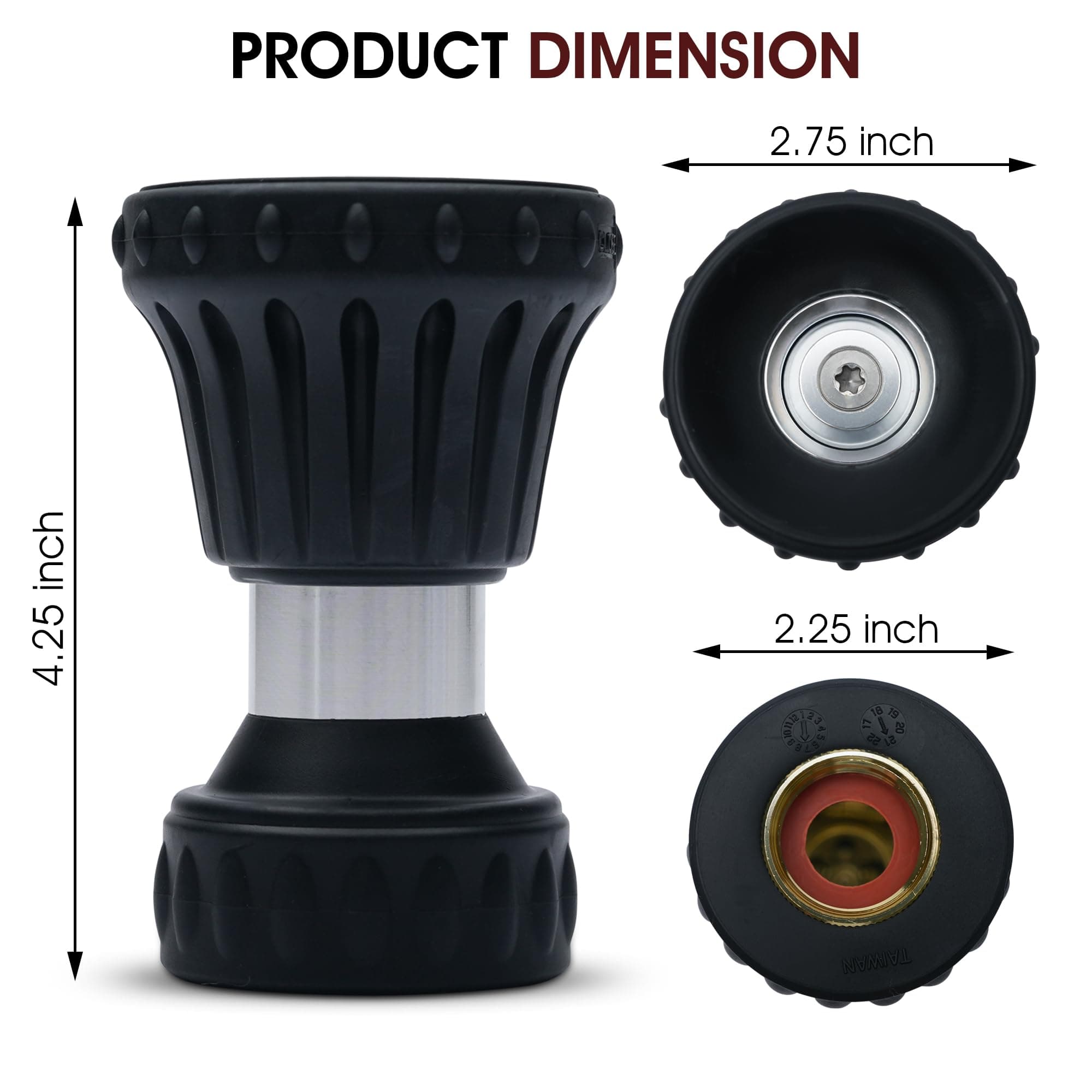 S.M. Arnold Professional 4-Inch Fireman Hose Nozzle - Adjustable, Heavy-Duty, Ve - Thumbnail 5