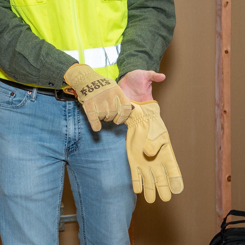 Klein Tools 60608 Work Gloves, All-Purpose Premium Leather Gloves, Abrasion-Resi - Thumbnail 5