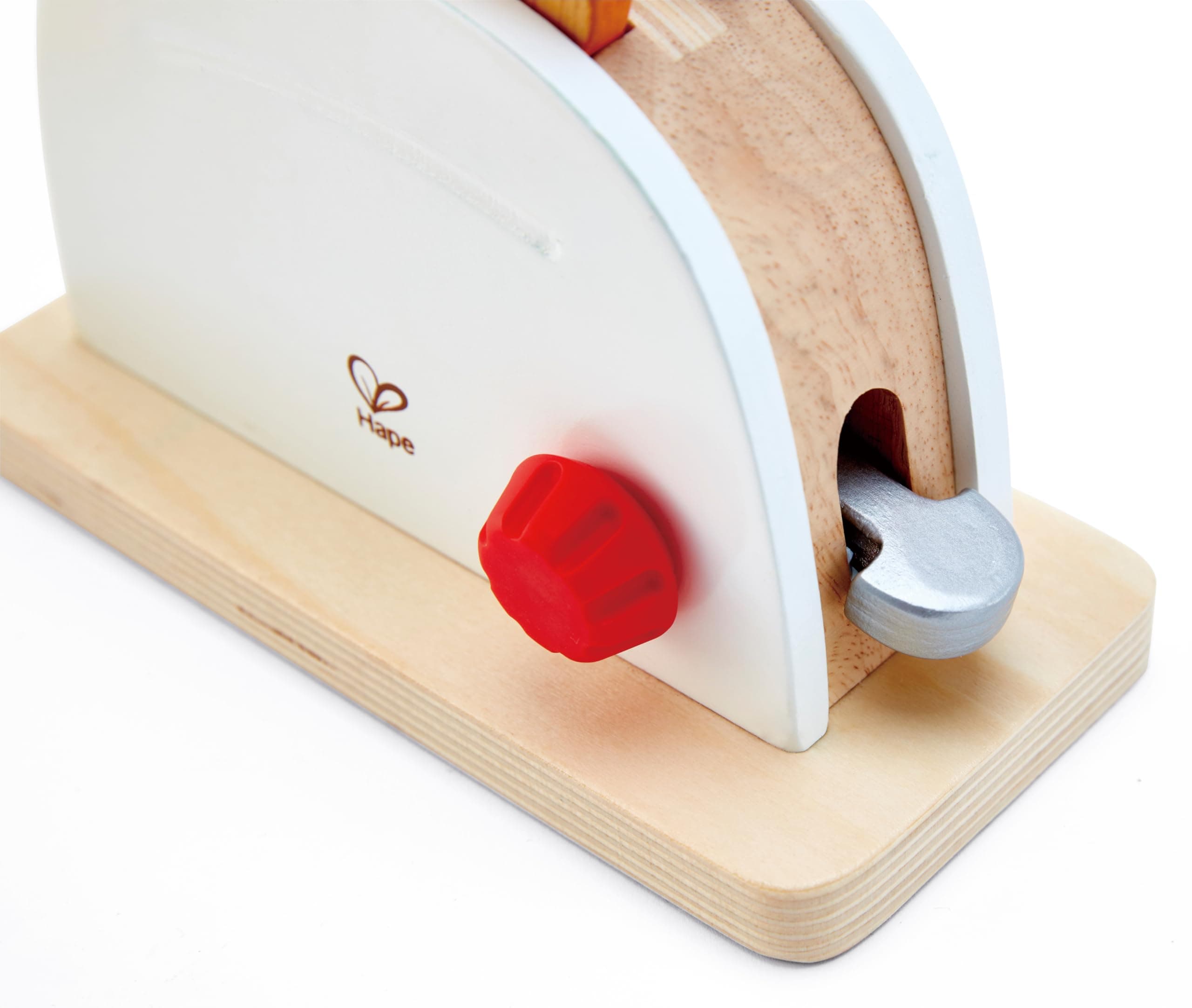 Hape White Wooden Pop-Up Toaster Set Pretend Play Breakfast Accessories for Pres - Thumbnail 5