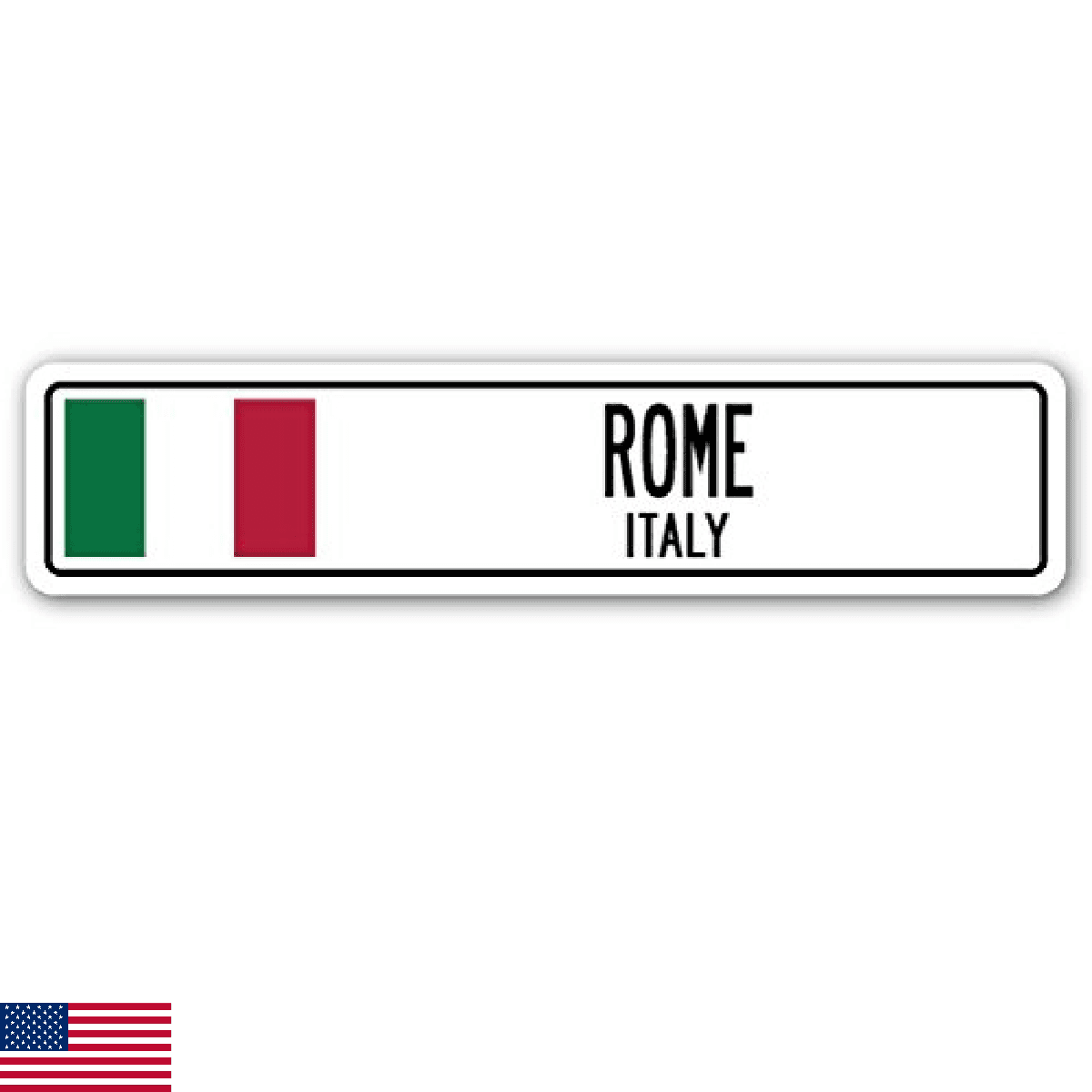 Rome, Italy Street Sign Italian Flag City Country Road Wall Gift - Image 1