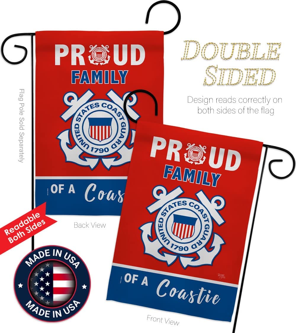 Breeze Decor Proud Family Coastie Garden Flag - Set with Stand Armed Forces Coas - Thumbnail 3
