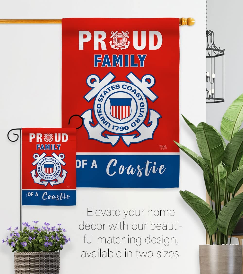 Breeze Decor Proud Family Coastie Garden Flag - Set with Stand Armed Forces Coas - Thumbnail 8