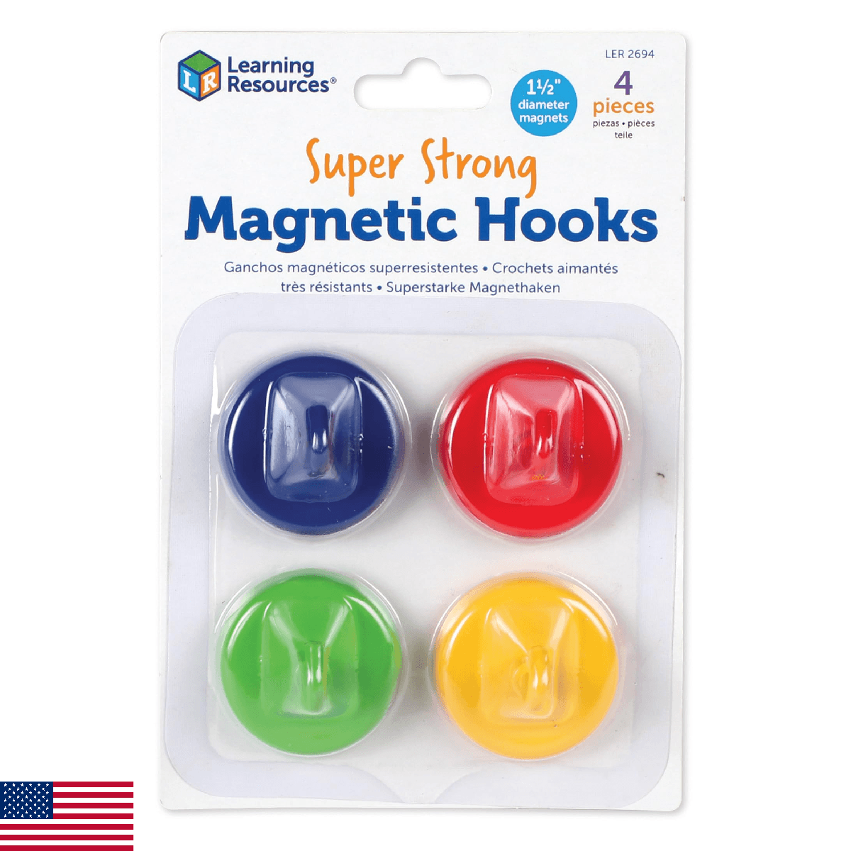 Learning Resources - Super hooks Magnetic Hooks, Set of 4 - Strong Magnetic Hook - Image 1