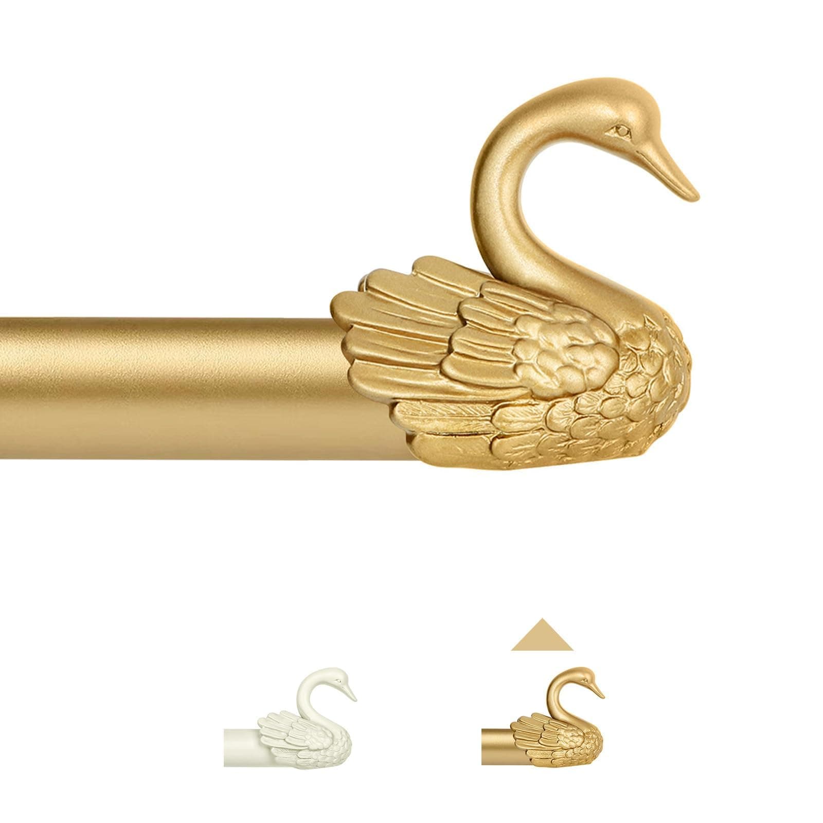 TANGWIN Gold Farmhouse Curtain Rod 66-120" Adjustable w/ Swan Finials Heavy Duty - Image 1