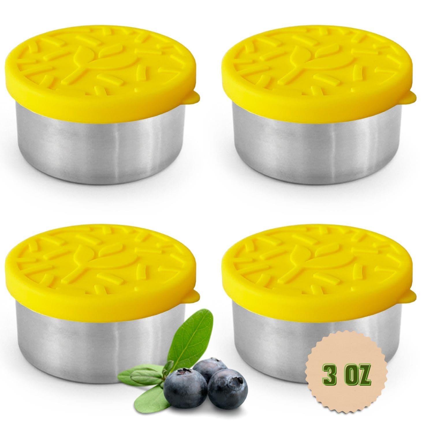 TAVVA 4x 3oz Stainless Steel Containers with Leakproof Silicone Lids - Image 1