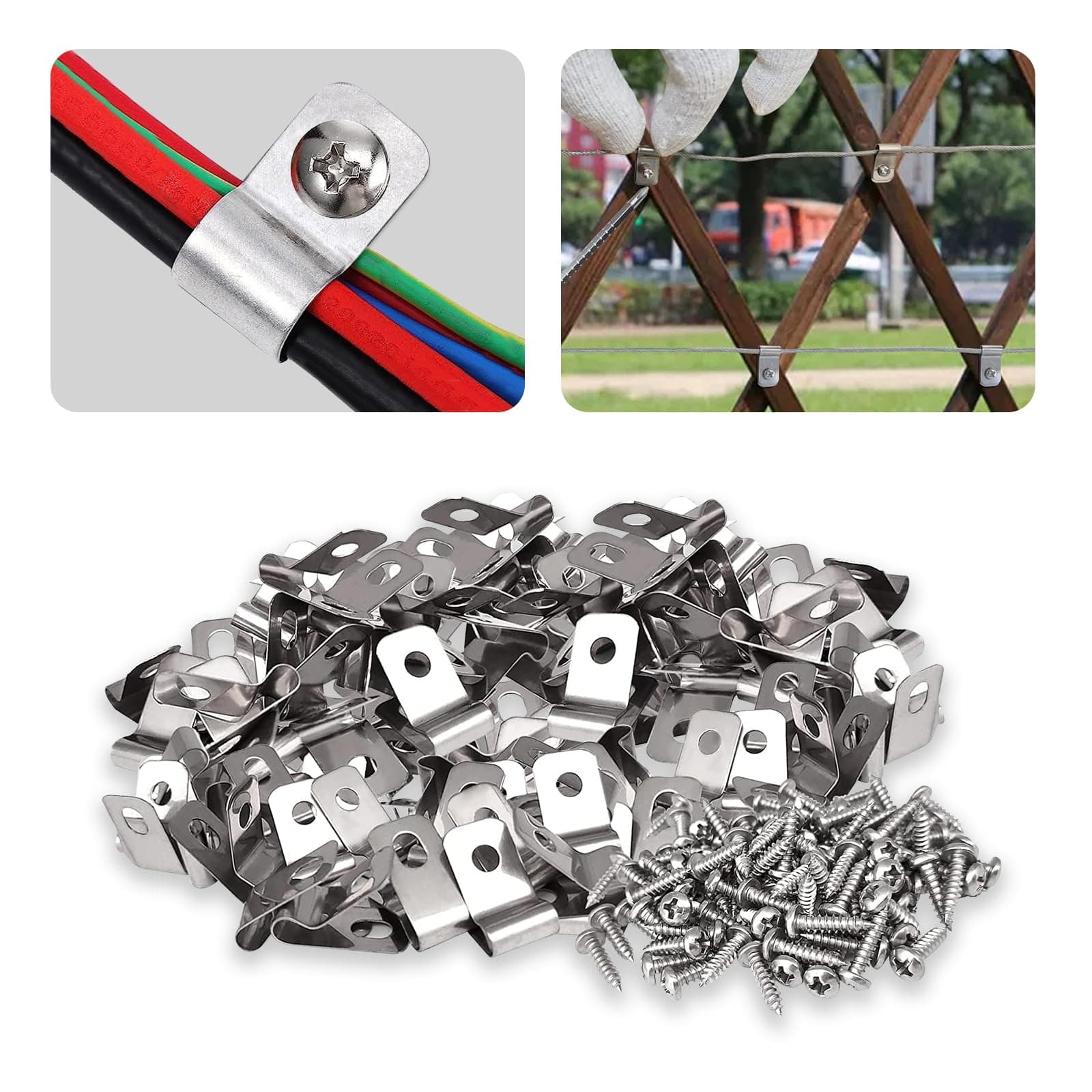Stainless Steel Fence Wire Clips 12-16 Gauge - Rust Resistant, Durable Mounts - Image 1
