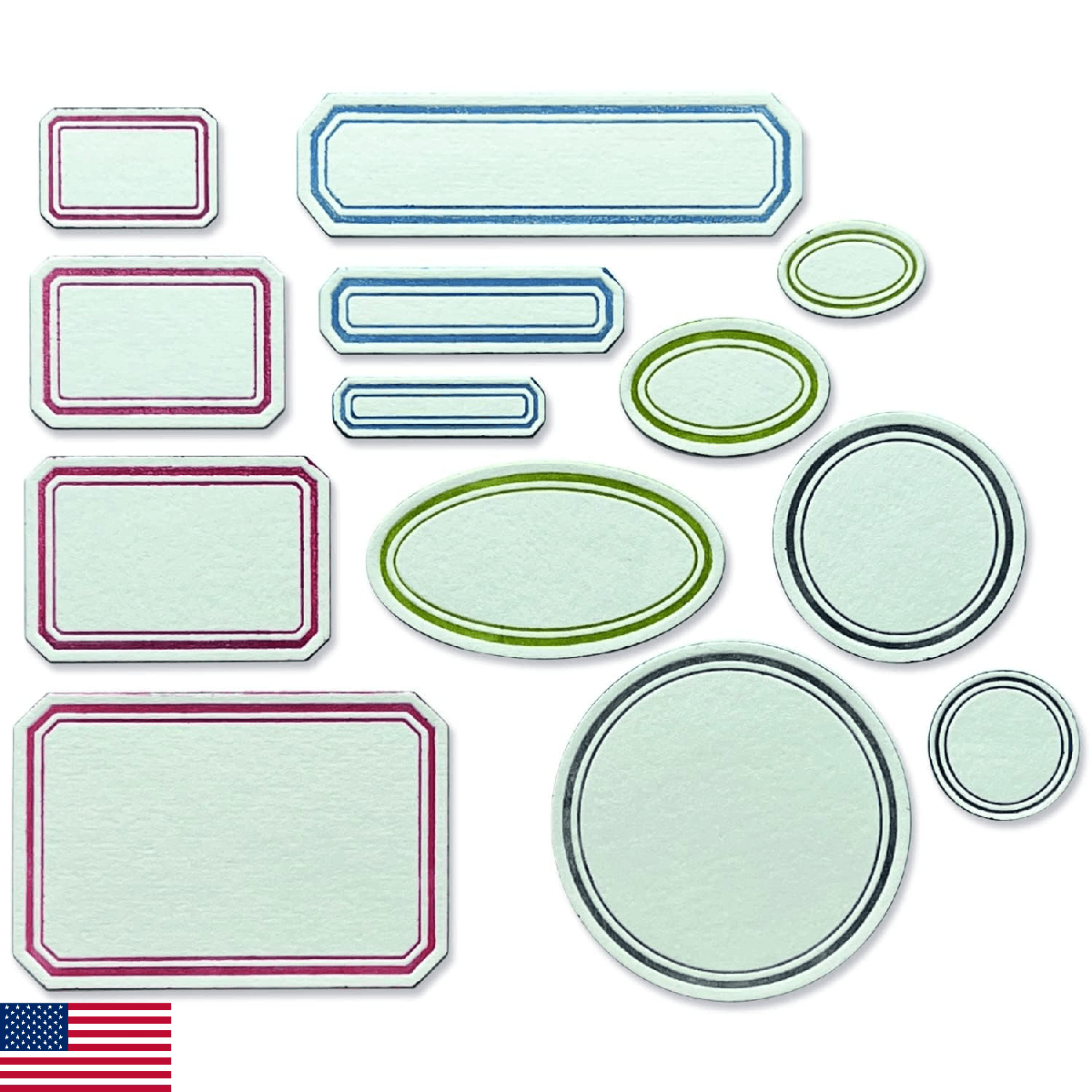 Sizzx Thinlits Die Set 13PK Vintage Labels by Tim Holtz | 665929 | Chapter 3 202 - Image 1