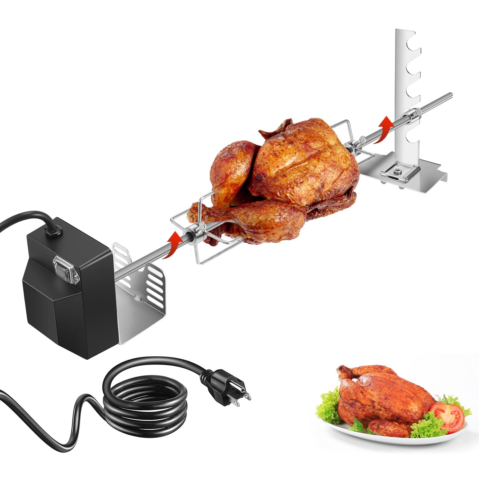 Rotisserie Grill Kit, Automatic Rotating BBQ, UL Certified Universal Grill Roast - Image 1
