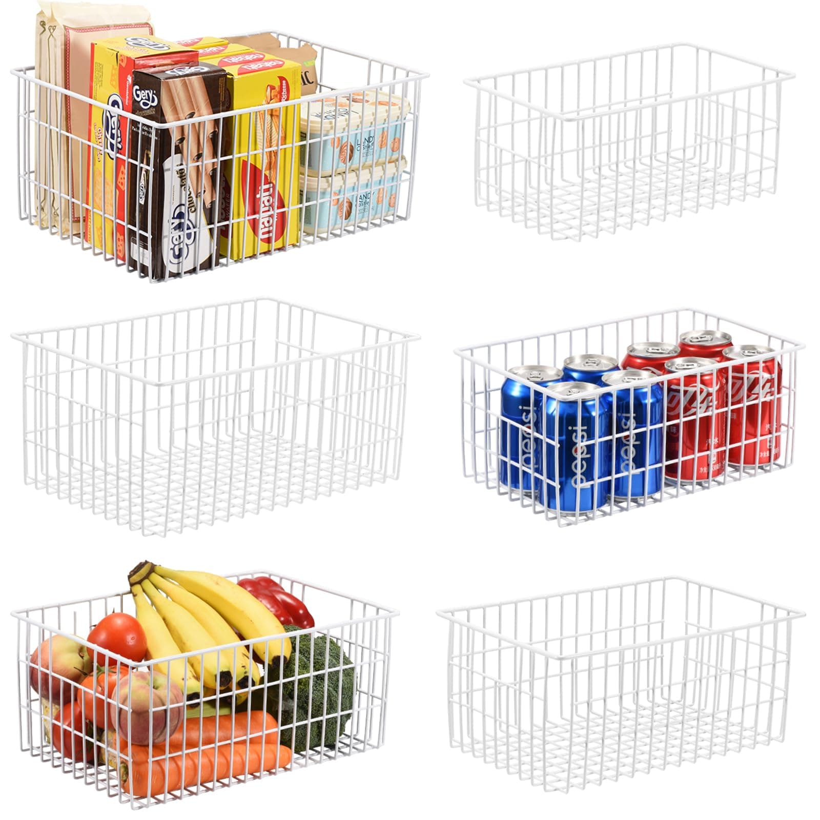 Orgneas 6pk Freezer Organizer Bins Vertical Wire Baskets for Upright Freezer - Image 1
