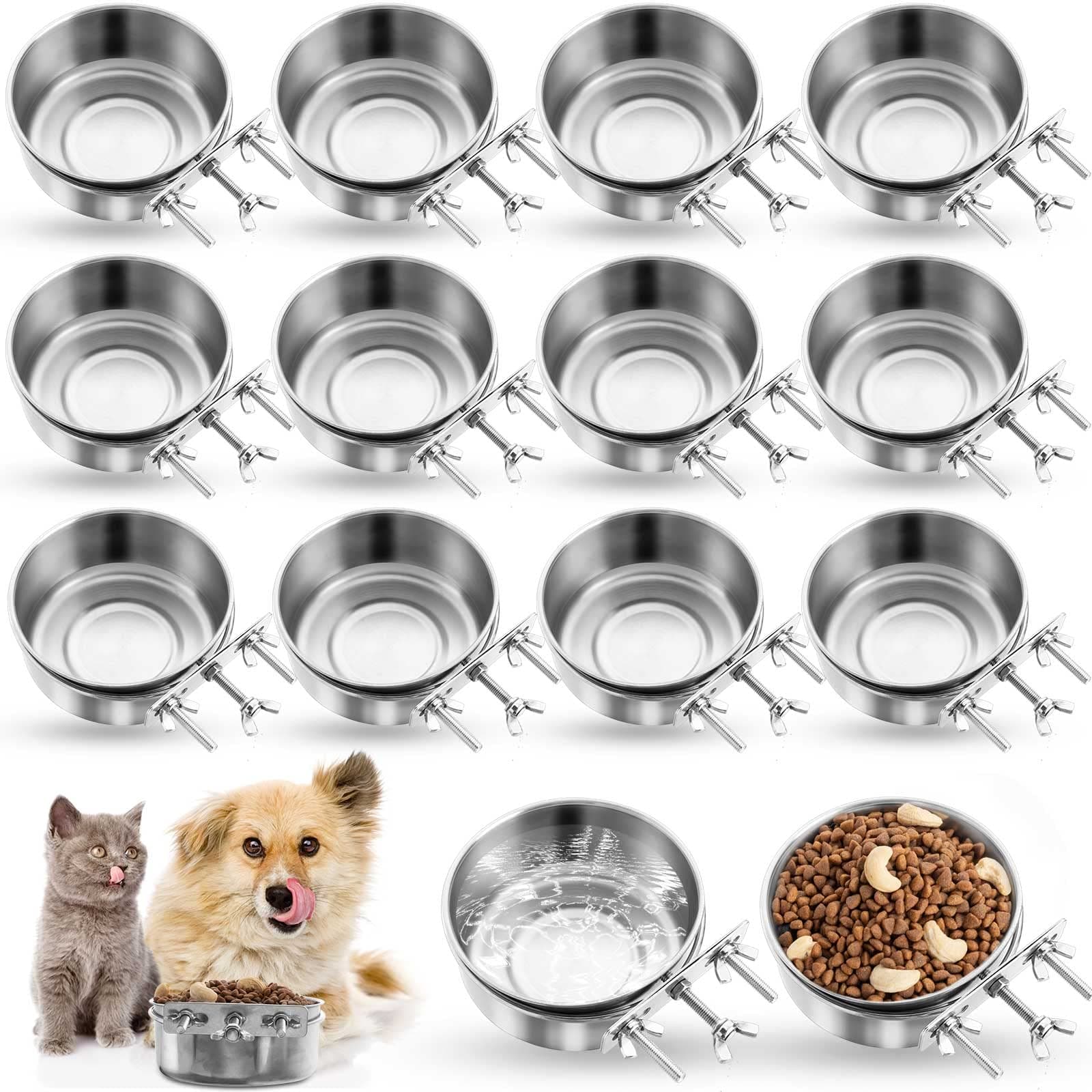 Silkfly 14-Pack Stainless Steel Pet Dog Food Water Bowls with Clamp - Hanging - Image 1