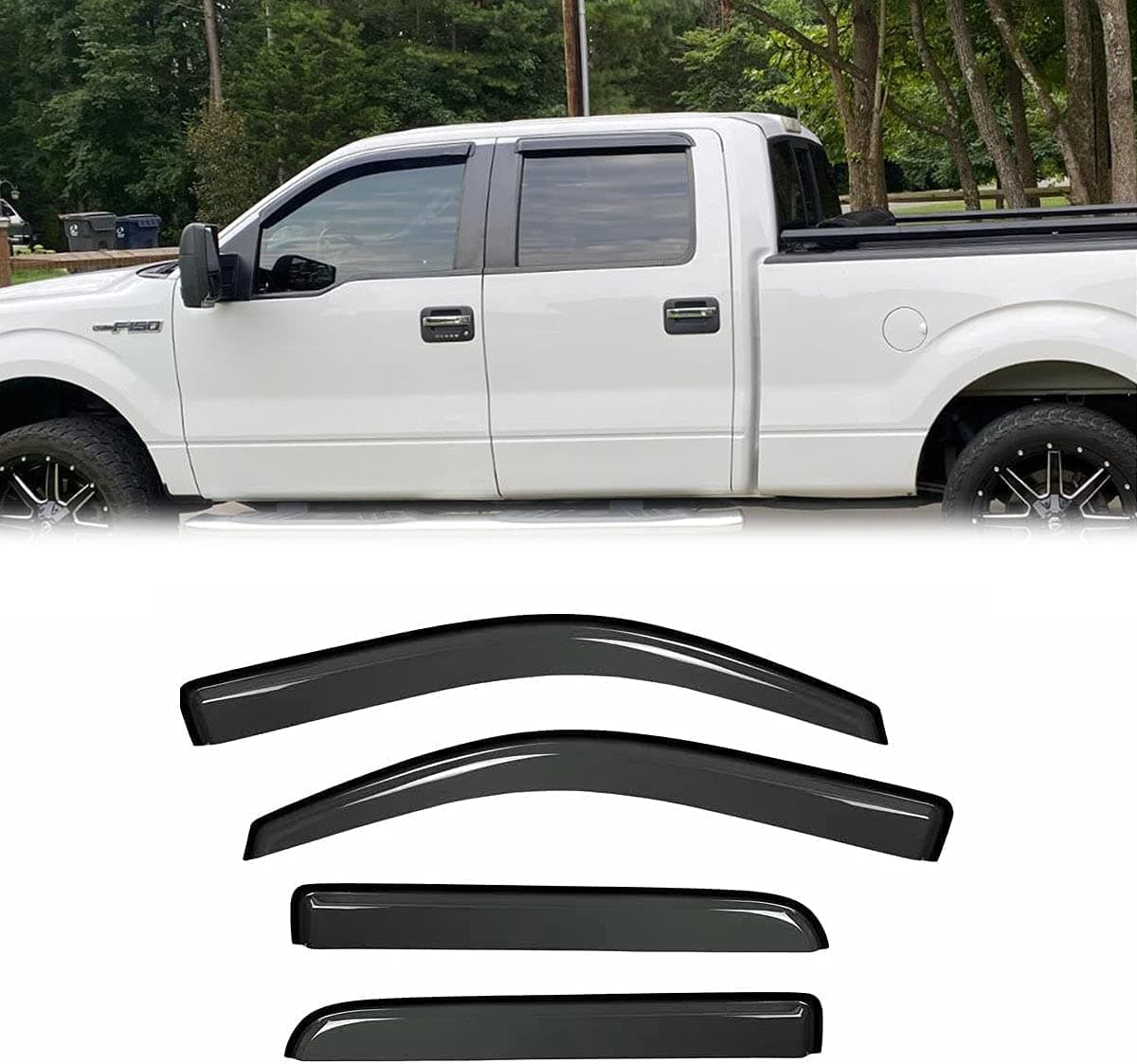 Puermto Vent Deflector for 09-14 Ford F-150 SuperCrew Side Window Visor - Image 1
