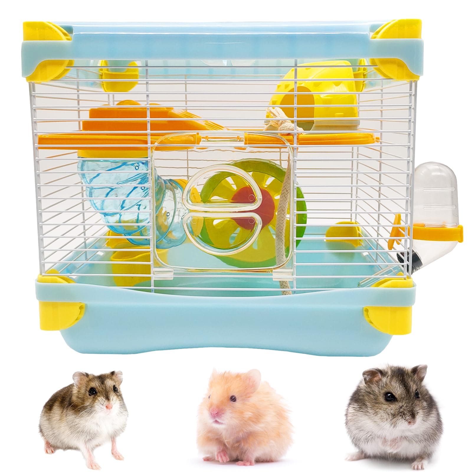 Hamiledyi Portable 2-Layer Dwarf Hamster Cage Habitat Travel Carrier - Image 1