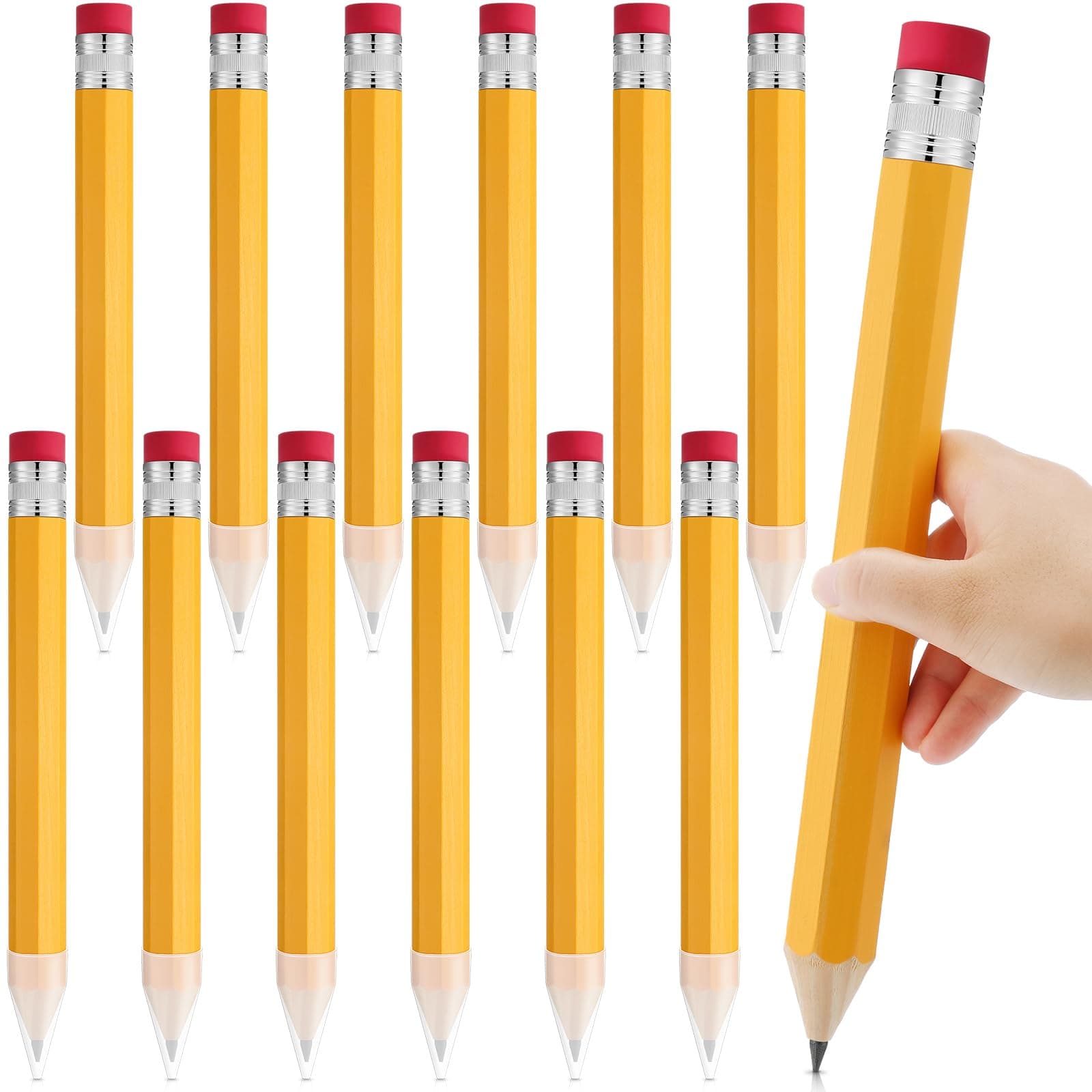 12 Pcs Giant Pencils 14" Extra Large Wood Jumbo Novelty Yellow Big Pencil - Image 1