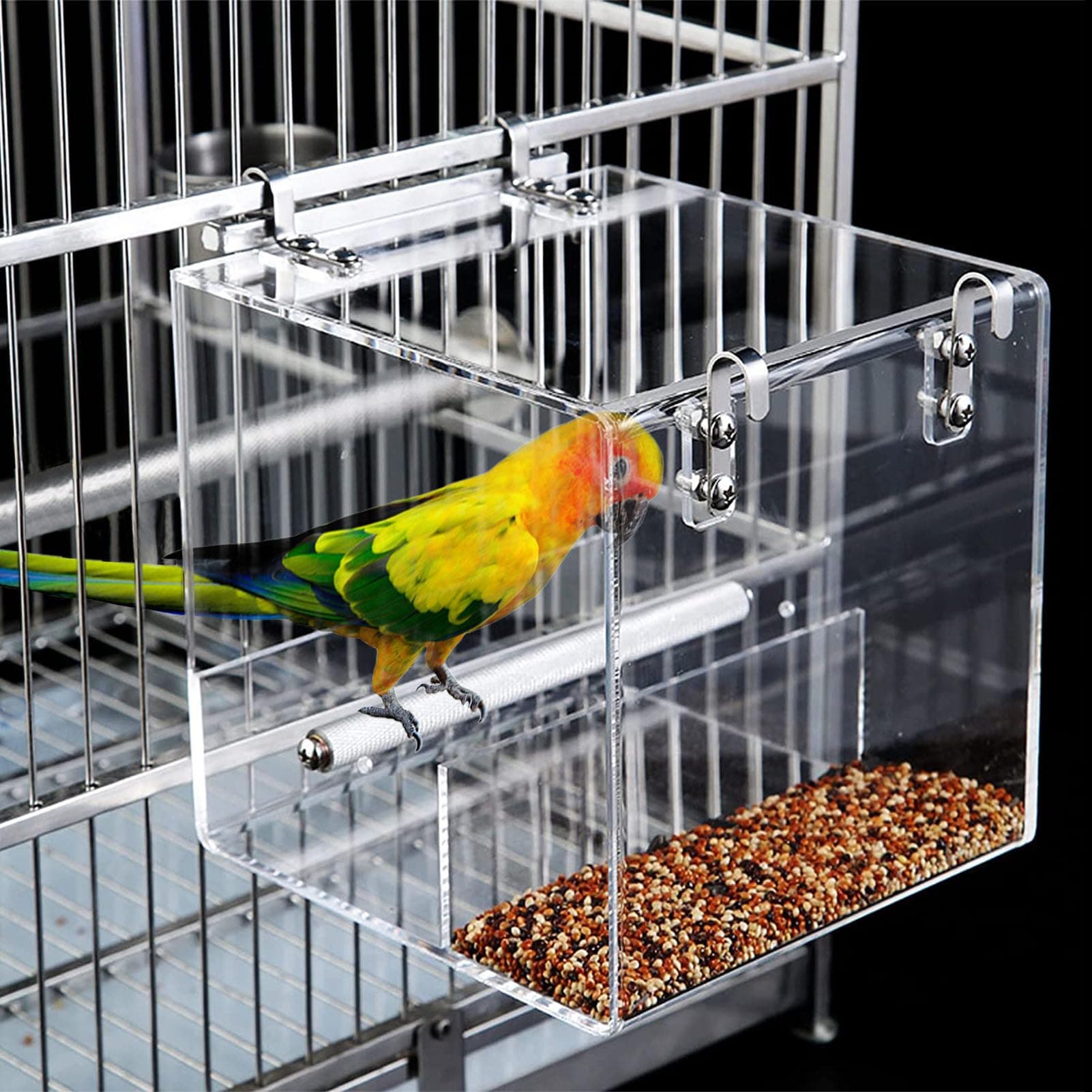 No Mess Bird Feeder for Cage Automatic Acrylic No Spill for Parakeet Cockatiel - Image 1