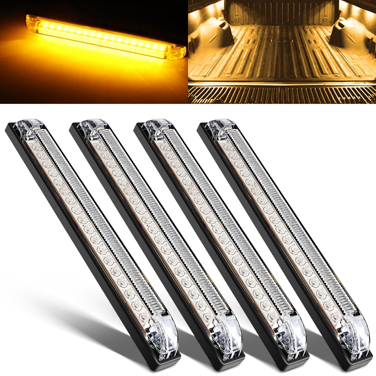 Nifeida 8" 18LED Amber Yellow Utility Strip Light Bar Surface Mount Truck Traile - Image 1