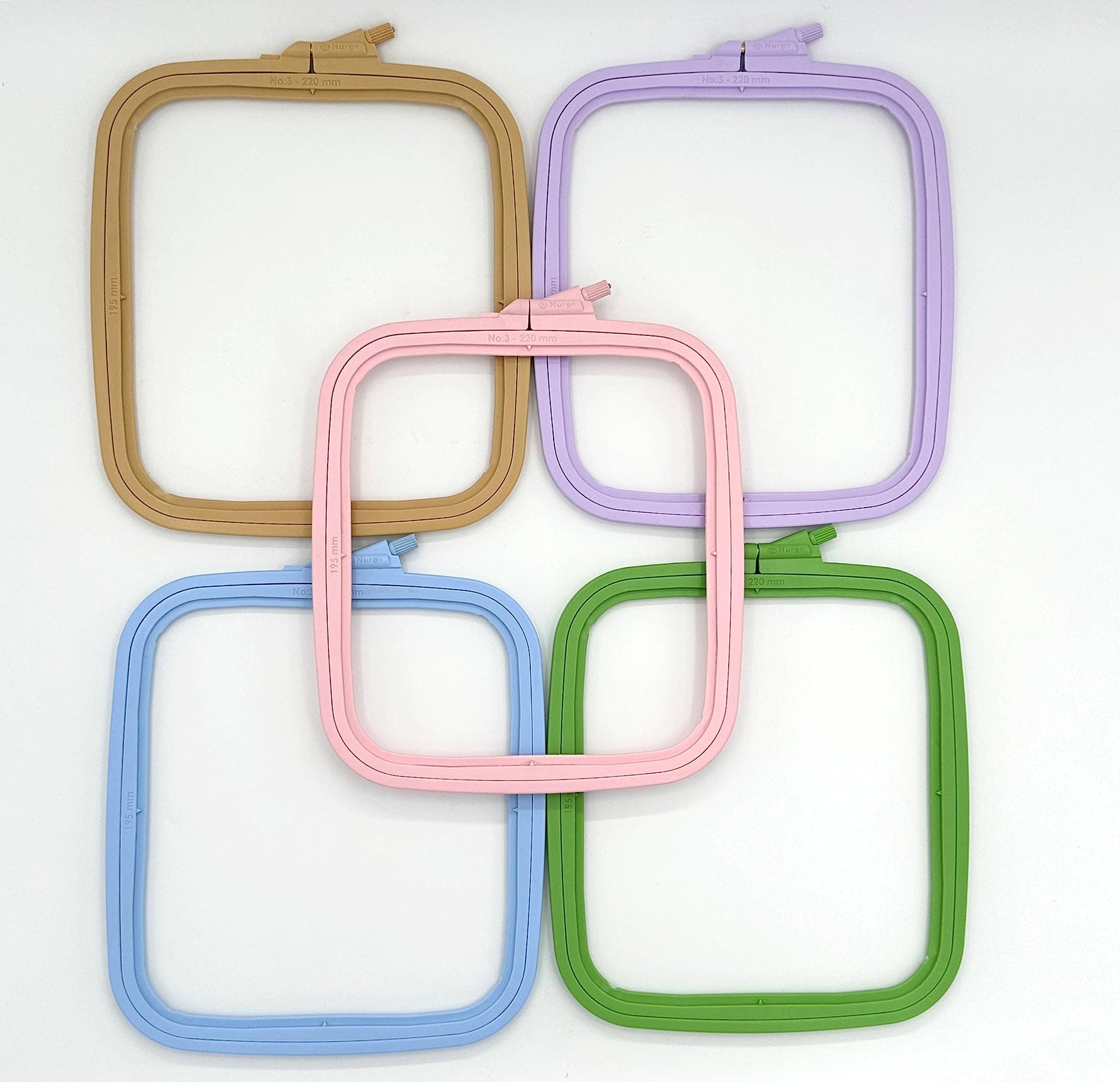 Nurge 5Pcs Plastic Medium Square Embroidery Hoops Cross Stitch Punch Needle - Image 1