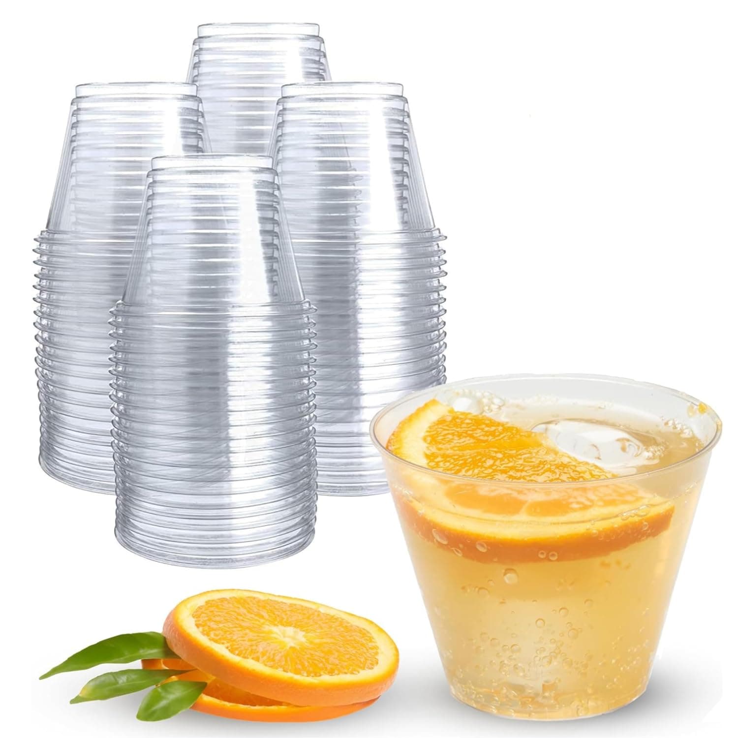 Prestee 400x 5oz Small Clear Plastic Cups Disposable Cocktail Glasses Heavy Duty - Image 1