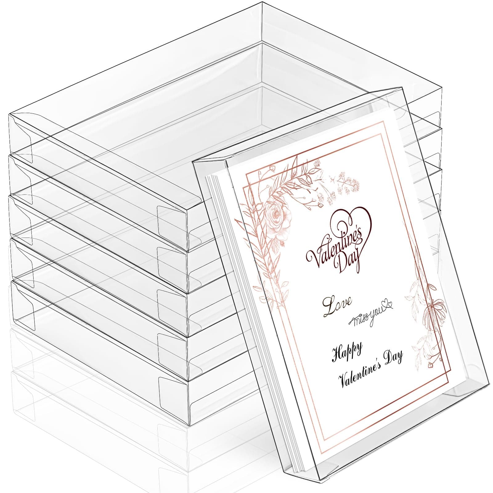 Sintuff 100 Pcs Clear Greeting Card Storage Boxes Plastic Photo Holder - Image 1