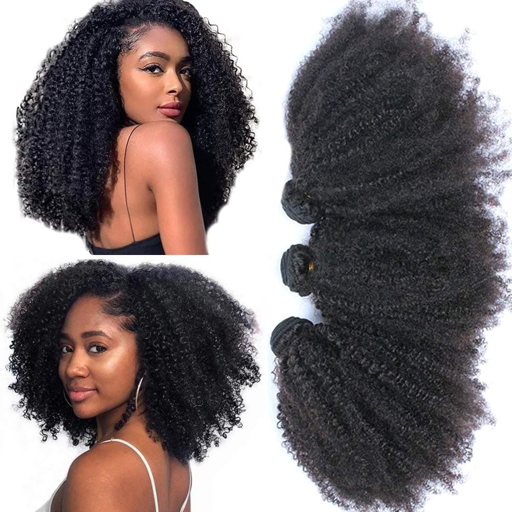 Mongolian Afro Kinky Curly Human Hair Bundles 10 12 14 Inch 4B 4C - Image 1