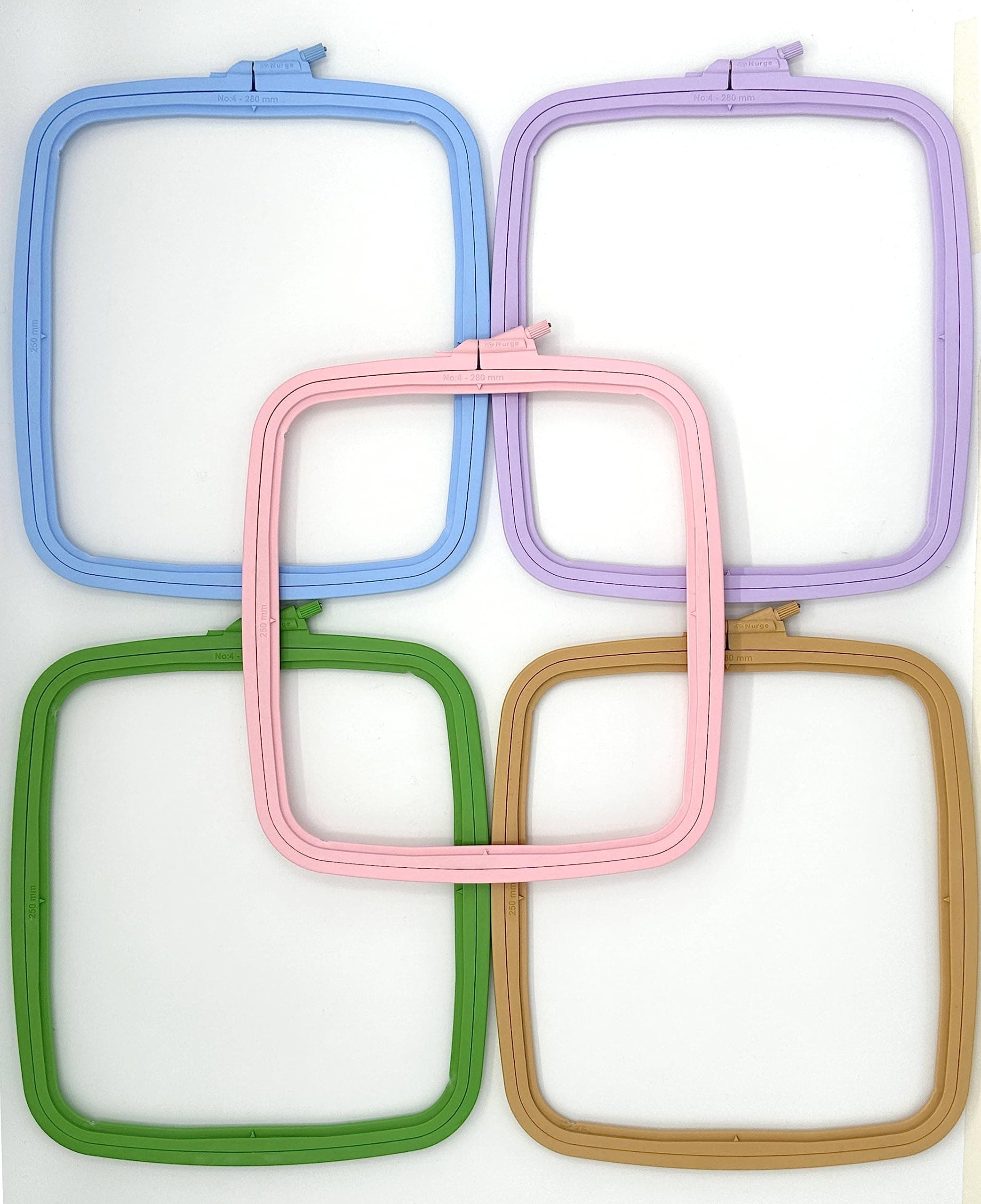 Nurge 5Pcs Large Square Plastic Embroidery Hoops Cross Stitch Punch Needle - Image 1