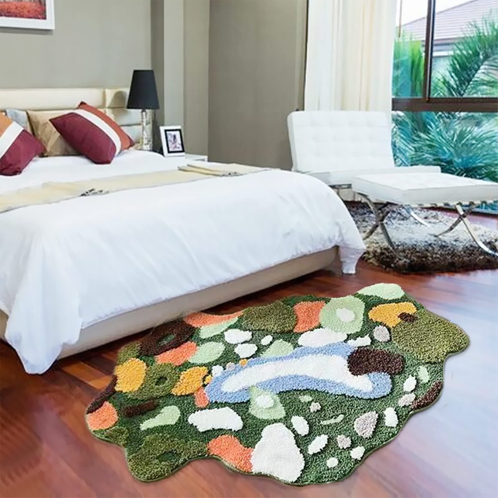 UKELER Cute Moss Rug, Living Room, Colorful Home Decor, Non-Slip, Washable, 47x3 - Image 1