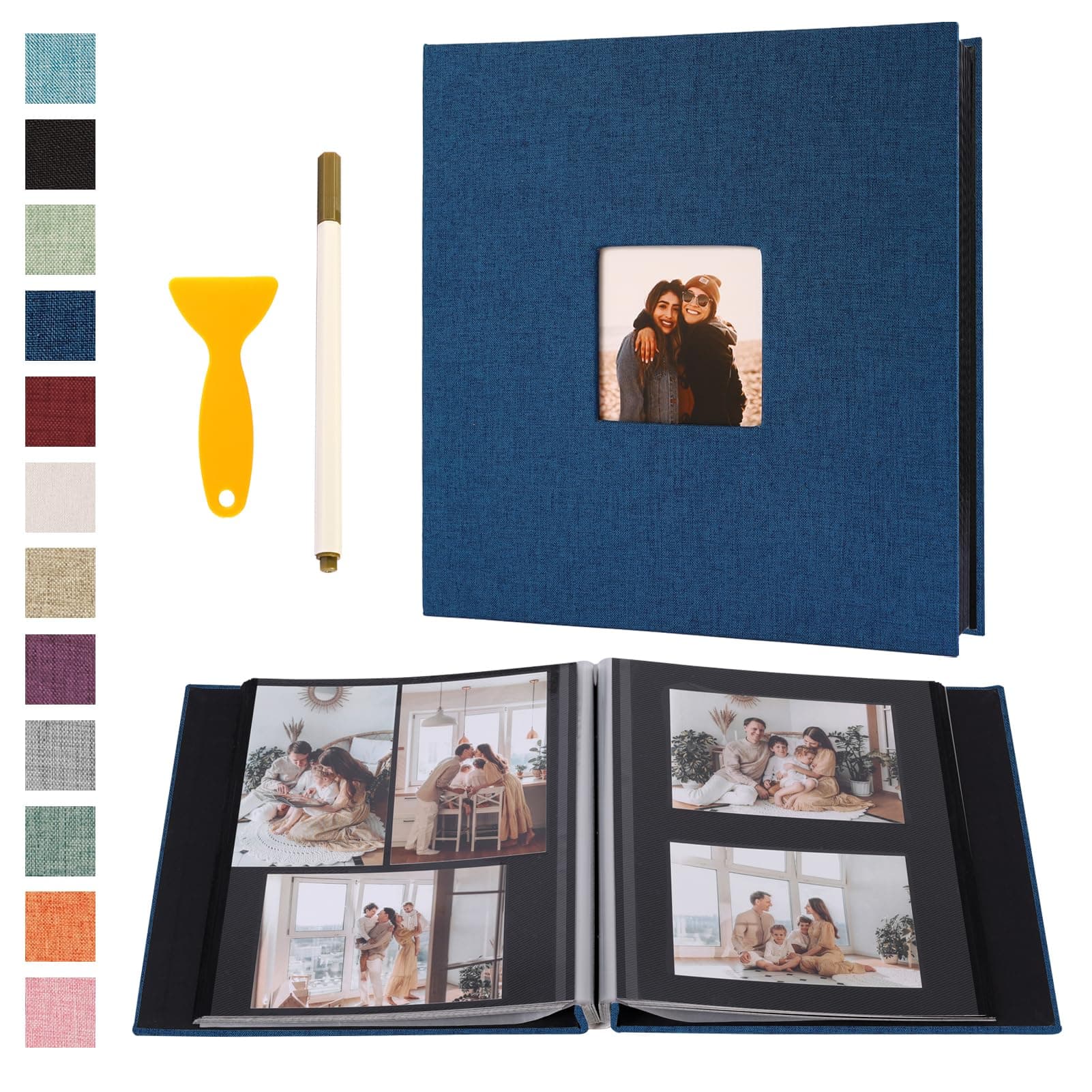 Self Adhesive Photo Album Scrapbook - Black Pages 4x6 5x7 8x10 - Magnetic DIY - Image 1