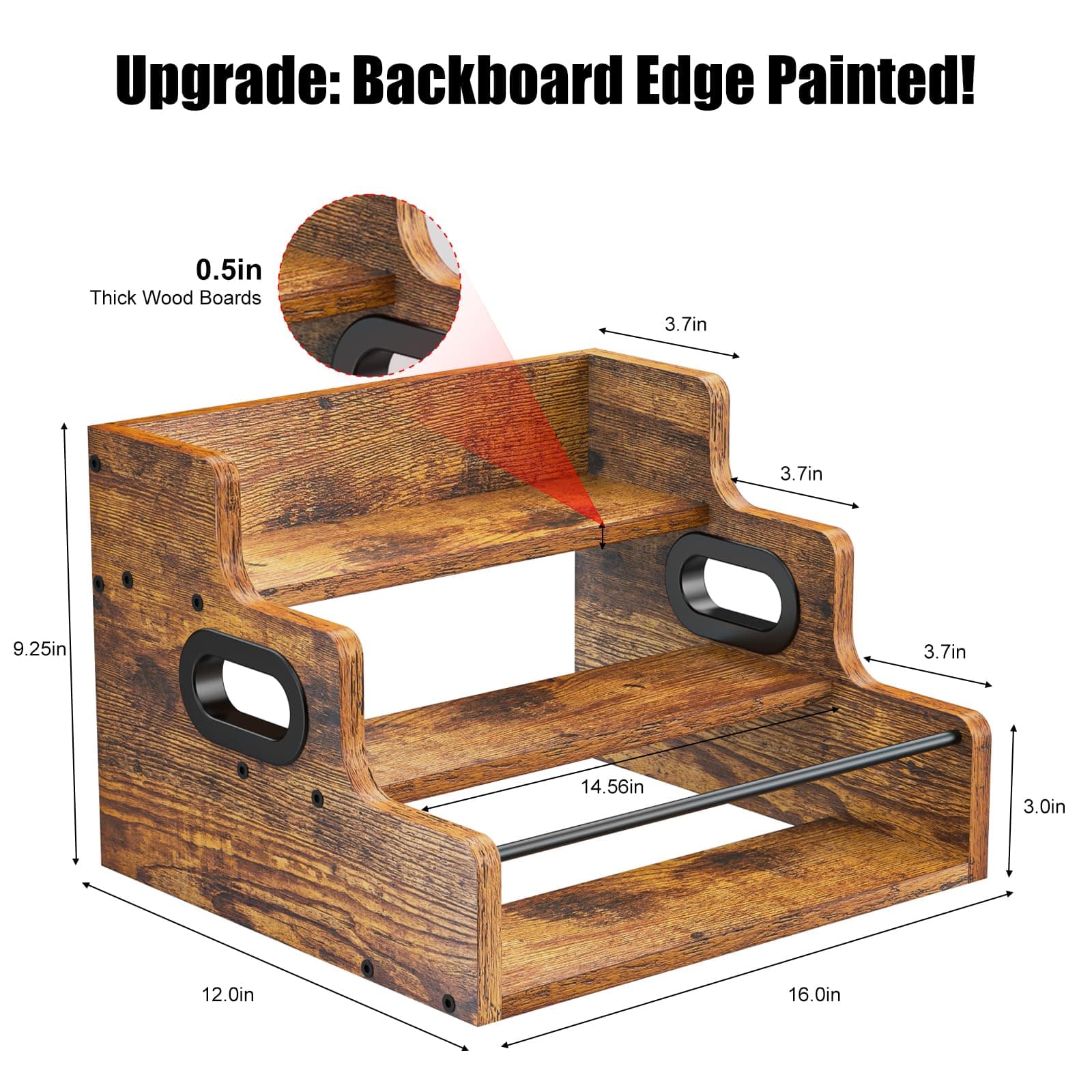 KLM Liquor Bottle Display Shelf Coffee Syrup Rack Organizer 3 Step Countertop Li - Thumbnail 4