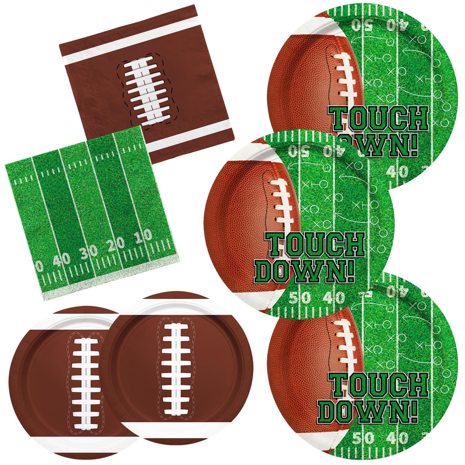 Football Party Supplies Kit - Plates & Napkins for 50 Guests - Touchdown Theme - Image 1