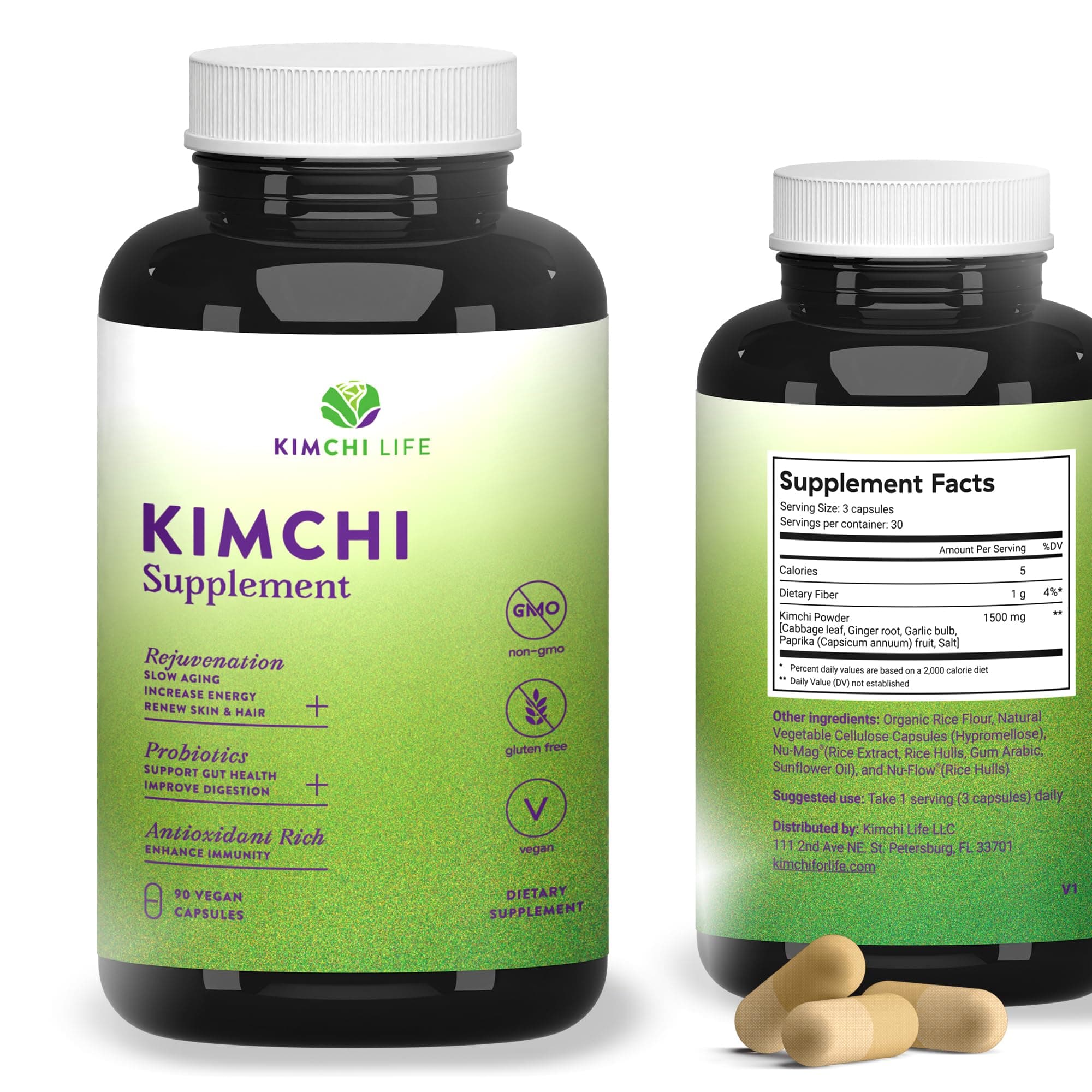 Kimchi Life: Premium Fermented Kimchi Daily Capsules - Vegan & Natural Nutrients - Image 1