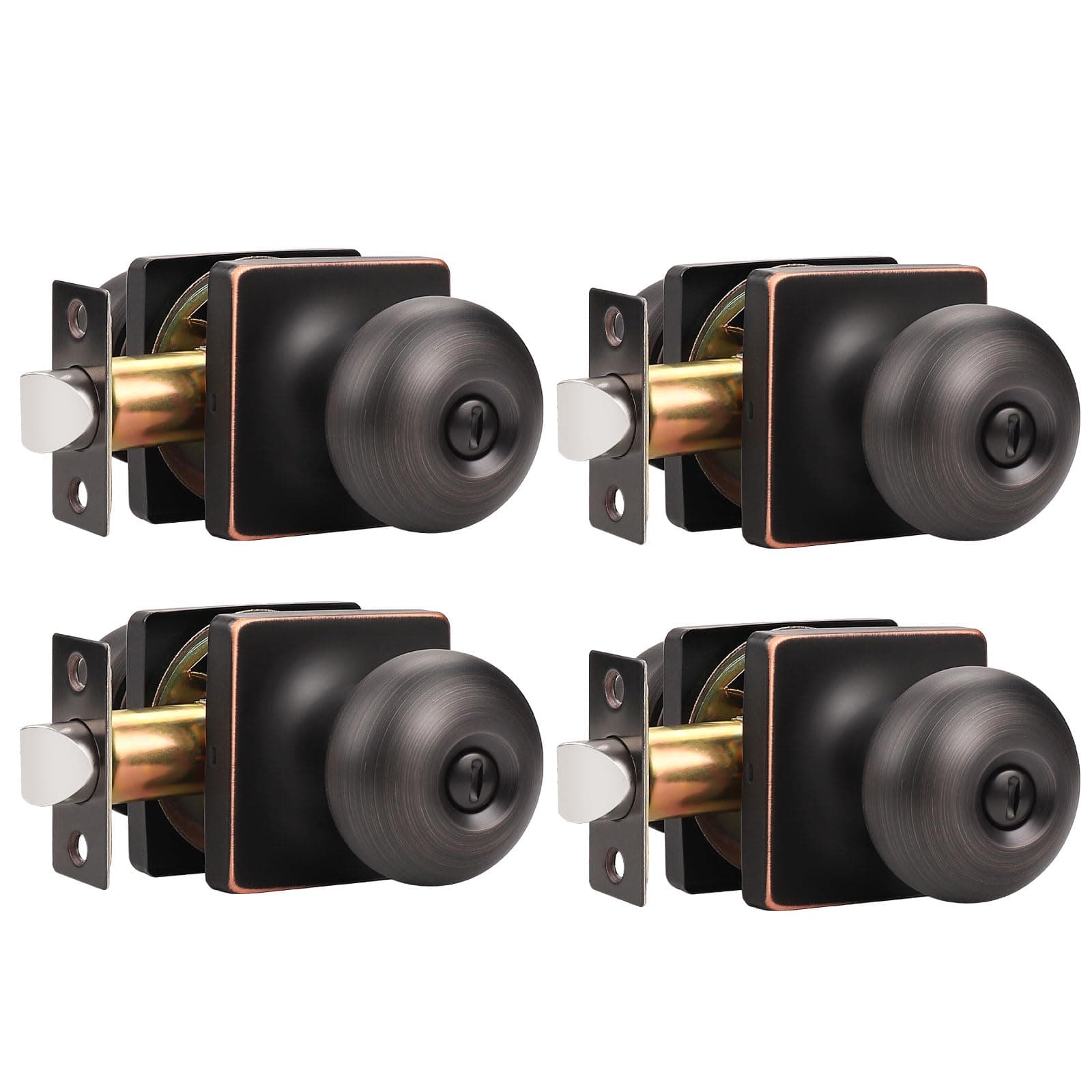 GOBEKOR 4 Pack Oil Rubbed Bronze Privacy Door Knobs Interior Bedroom Dummy - Image 1