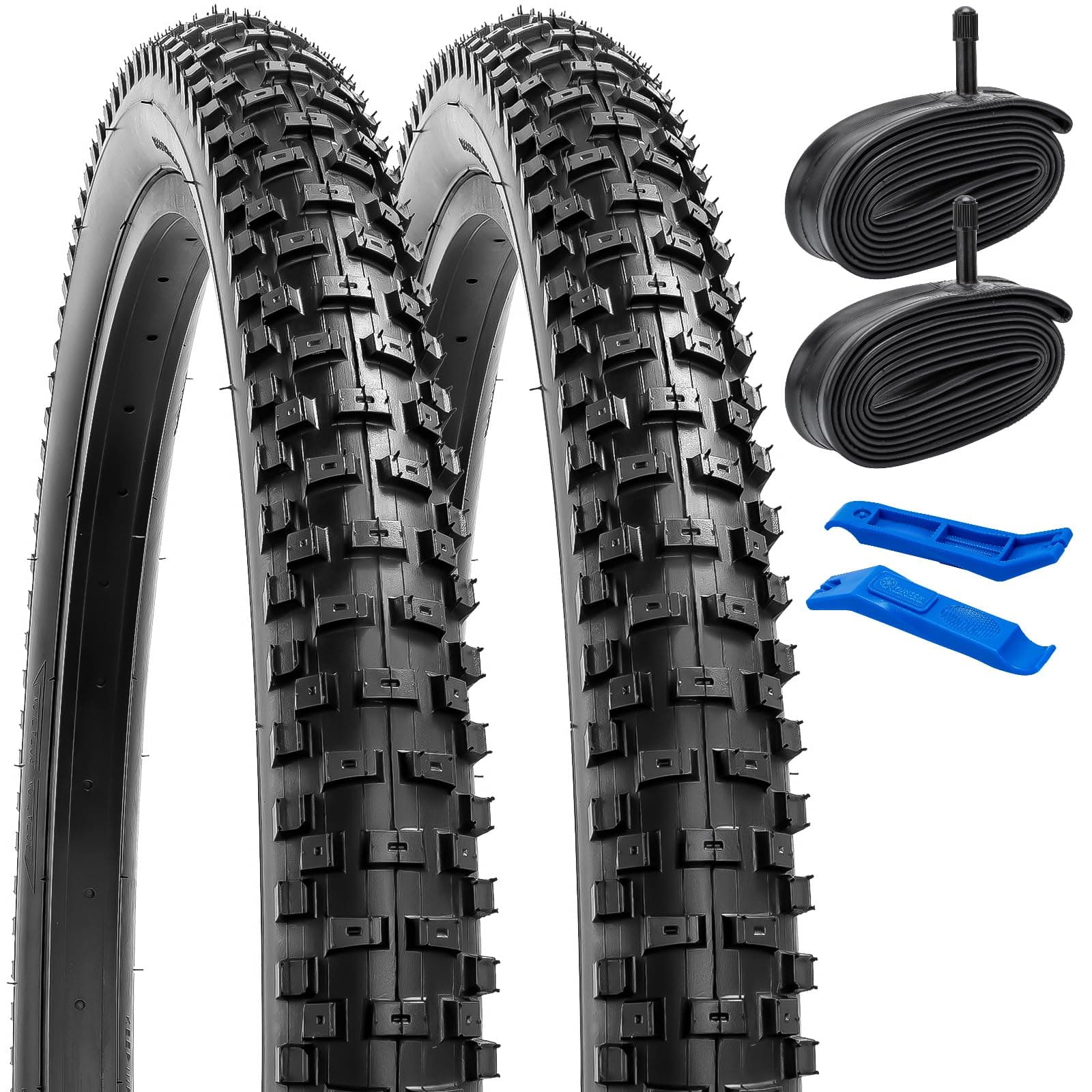 YUNSCM 26" Mountain Bike Tires 26x2.30 & Heavy Duty Tubes Schrader Valve - Image 1