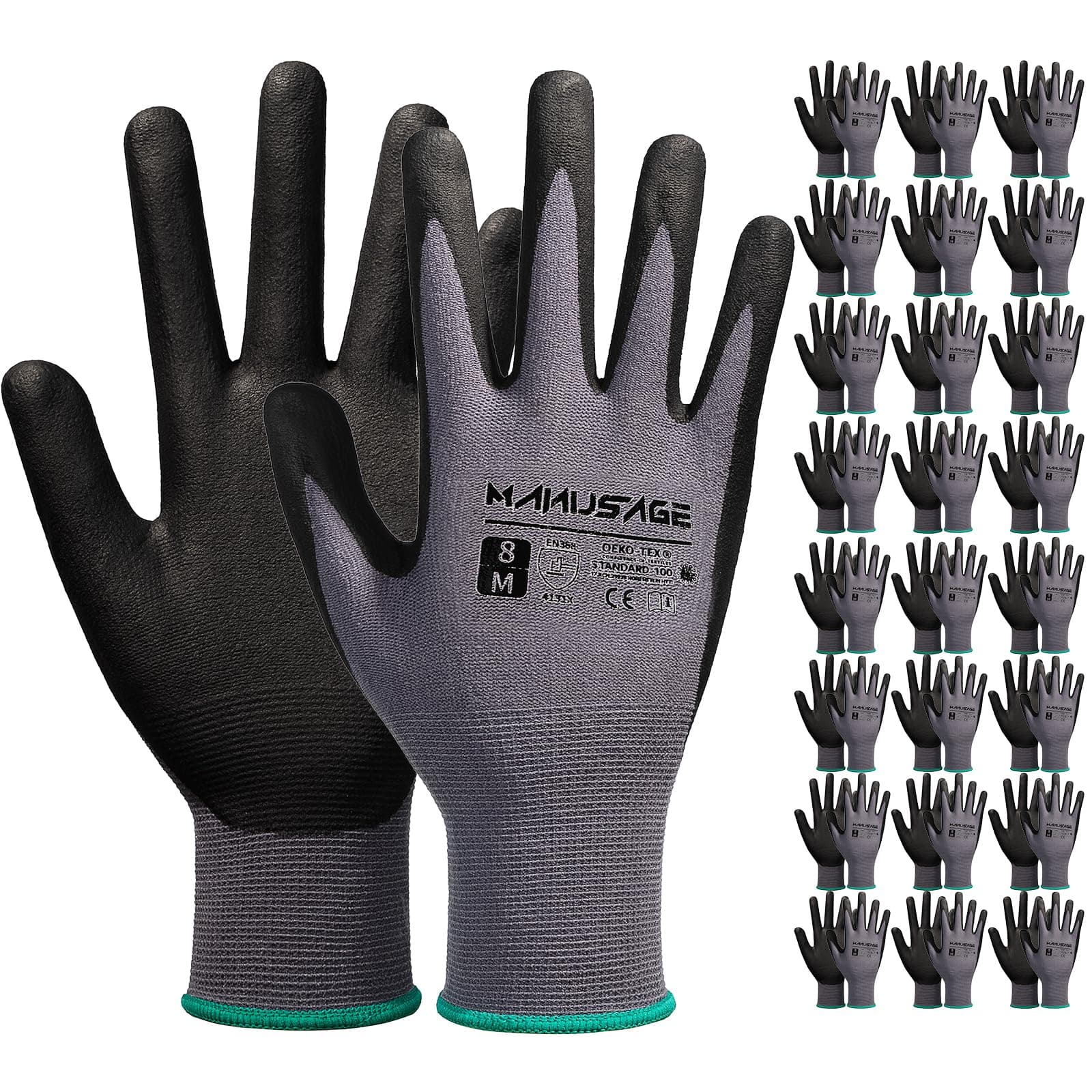Manusage Microfoam Nitrile Safety Work Gloves Men & Women, XLarge - Image 1