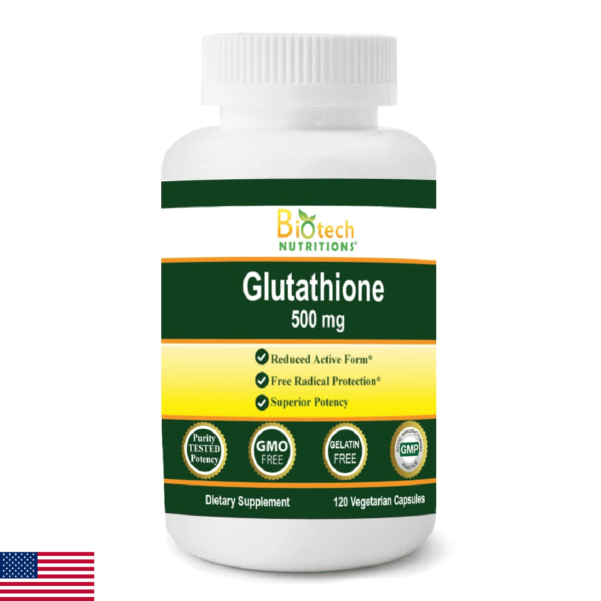 Biotech Nutritions Glutathione 500 mg 120 Vegetable Capsules - Image 1