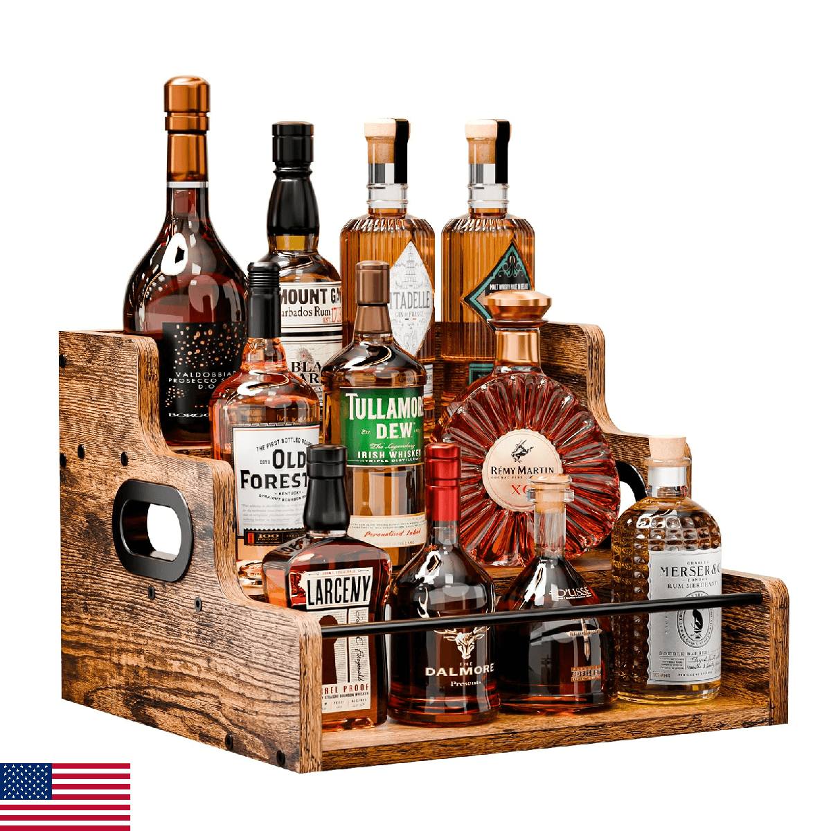 KLM Liquor Bottle Display Shelf Coffee Syrup Rack Organizer 3 Step Countertop Li - Image 1