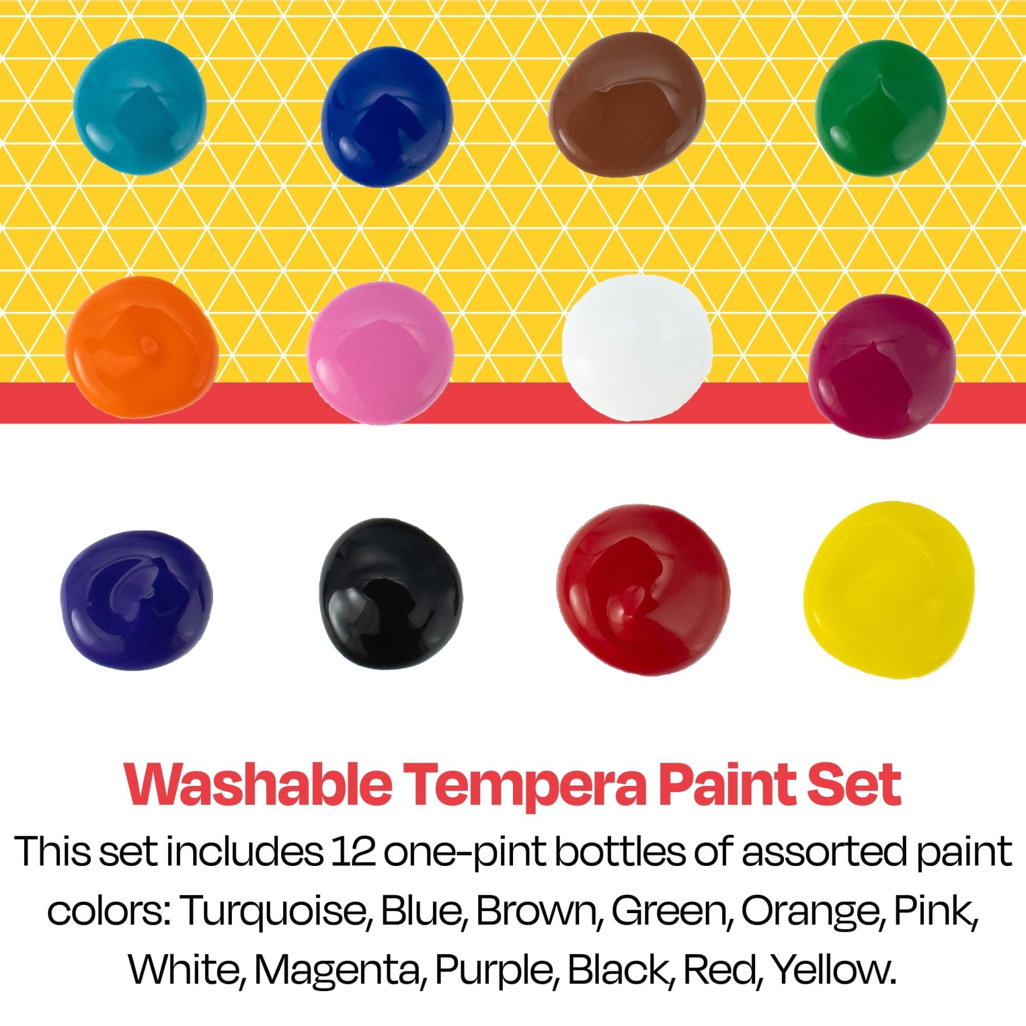 School Smart Washable Tempera Paints for School and Arts and Crafts Use, 16 Ounc - Thumbnail 5
